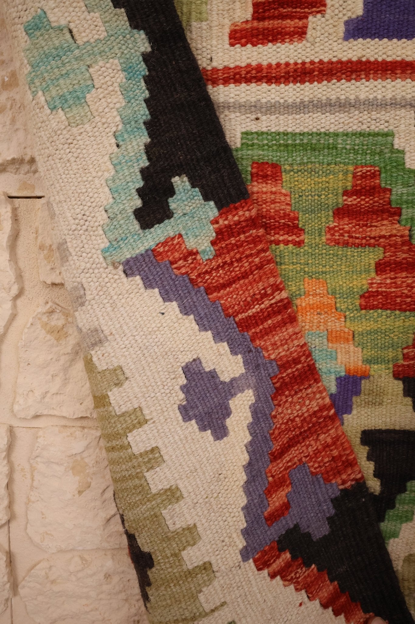 Kilim Afghan 202x63 cm Fait Main Laine - Baba Rug
