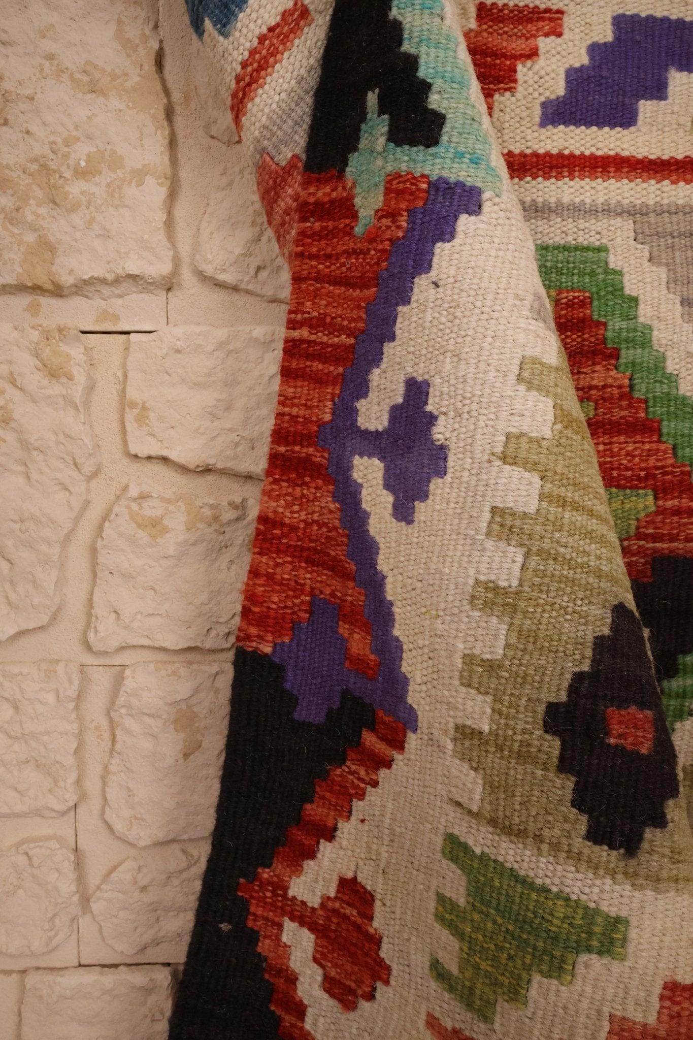 Kilim Afghan 202x63 cm Fait Main Laine - Baba Rug