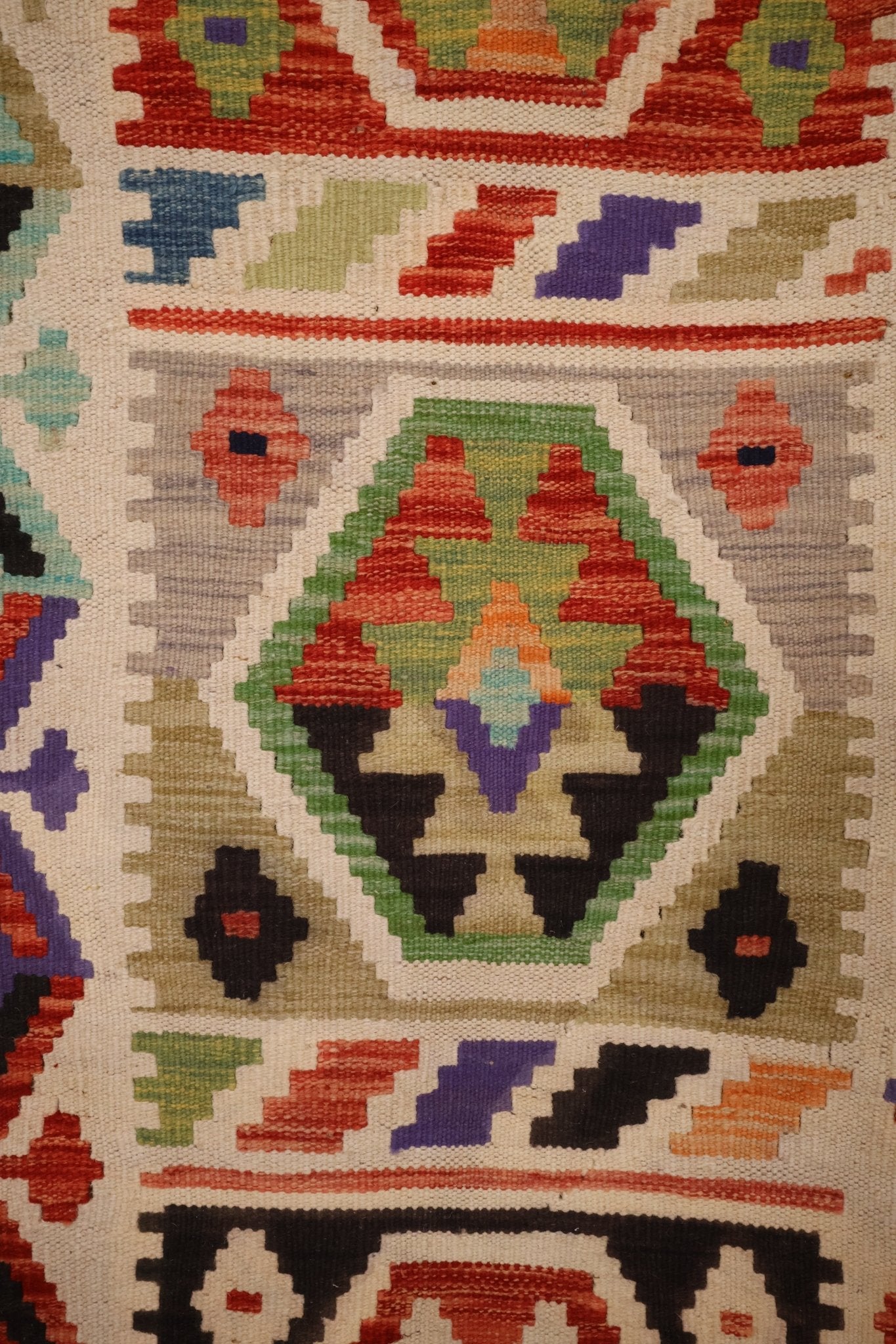 Kilim Afghan 202x63 cm Fait Main Laine - Baba Rug