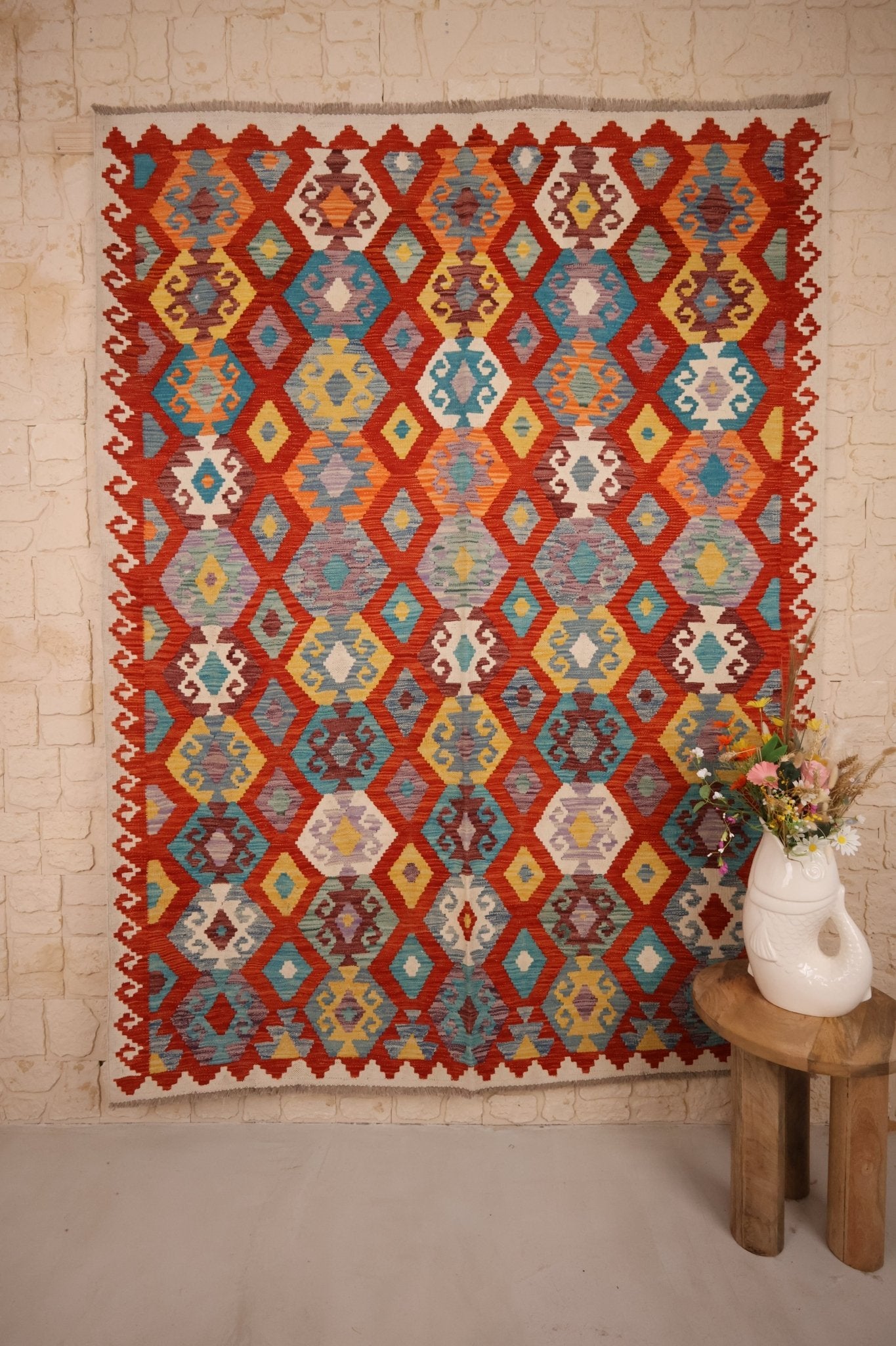 Kilim Afghan 246x183 cm Fait Main Laine