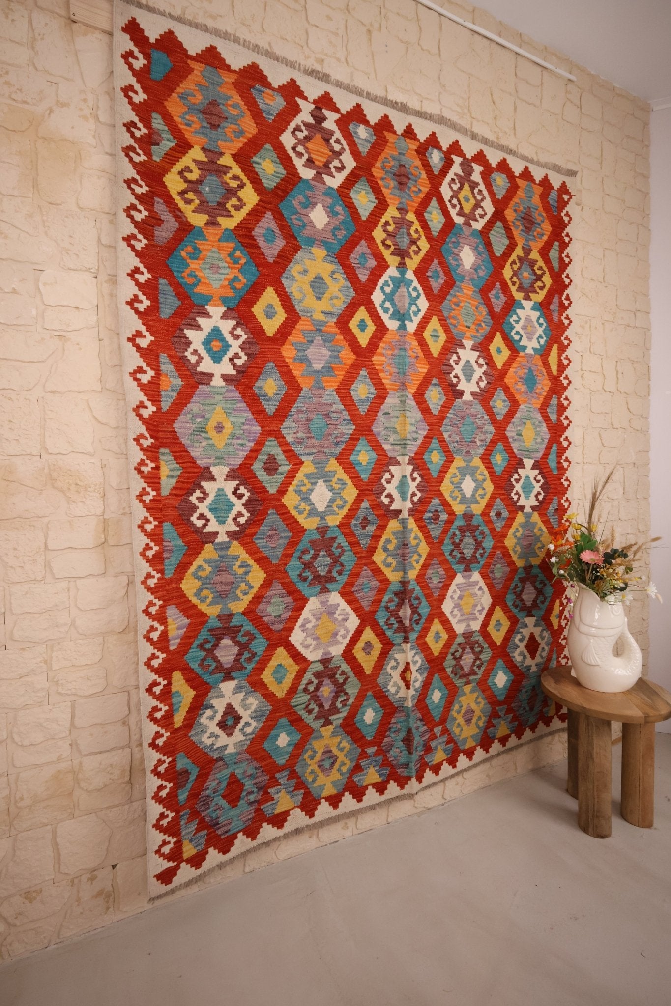 Kilim Afghan 246x183 cm Fait Main Laine