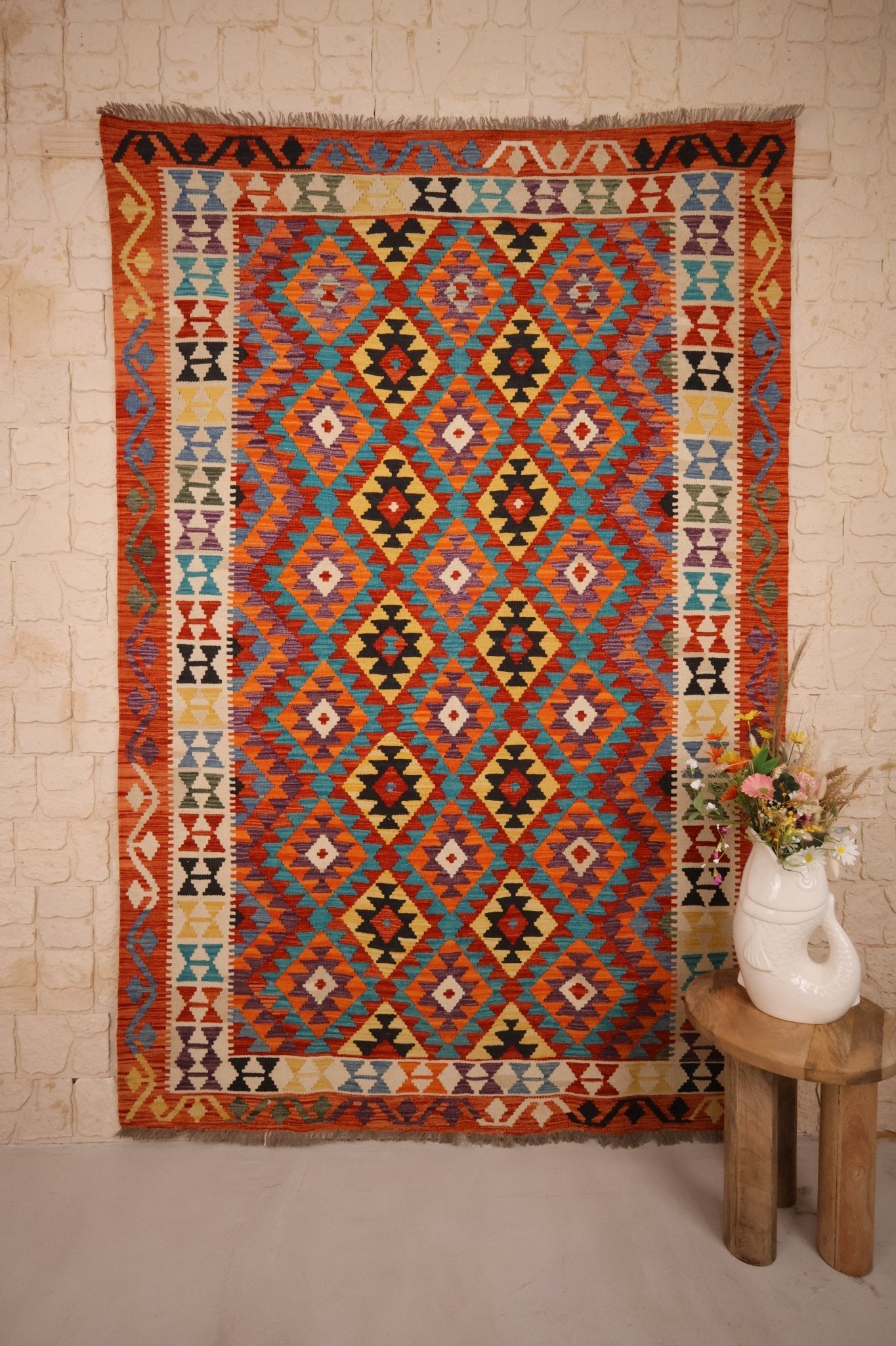 Kilim Afghan 256x172 cm Fait Main Laine
