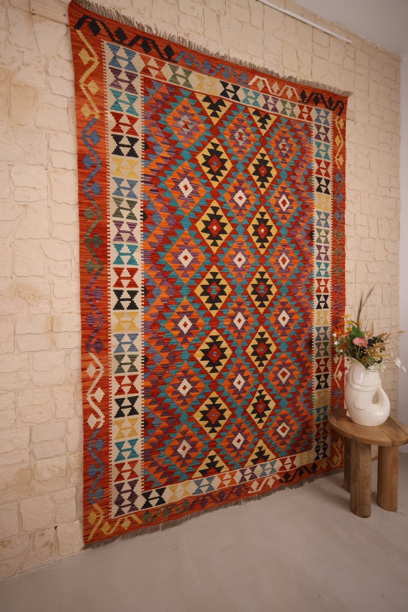 Kilim Afghan 256x172 cm Fait Main Laine