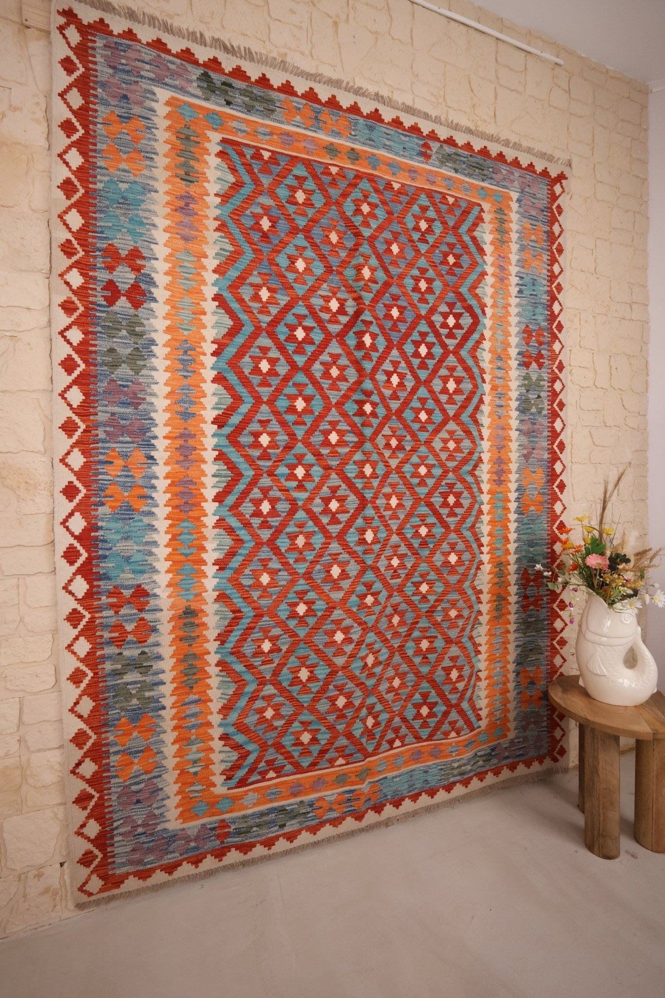 Kilim Afghan 256x190 cm Fait Main Laine
