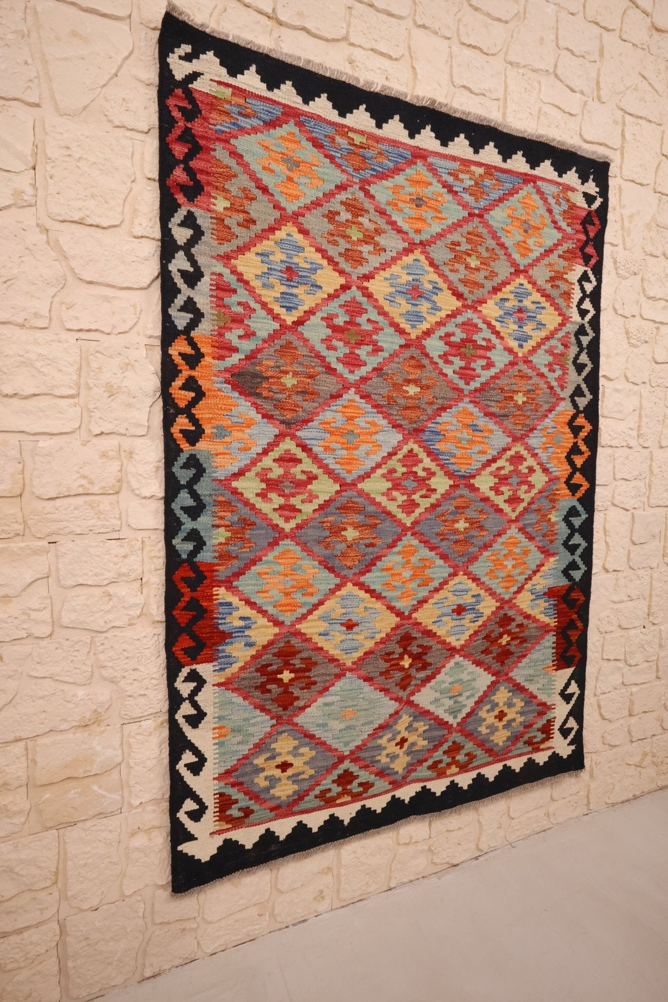Tapis Kilim fait main - Afghan - 150x106 - Laine - Baba Rug