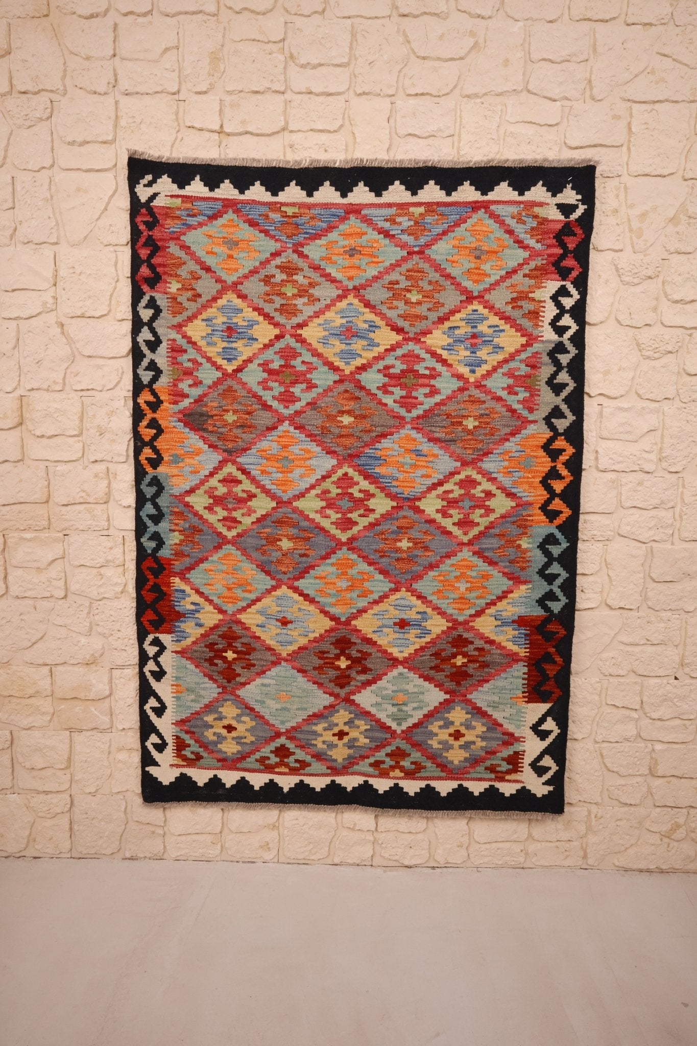Tapis Kilim fait main - Afghan - 150x106 - Laine - Baba Rug