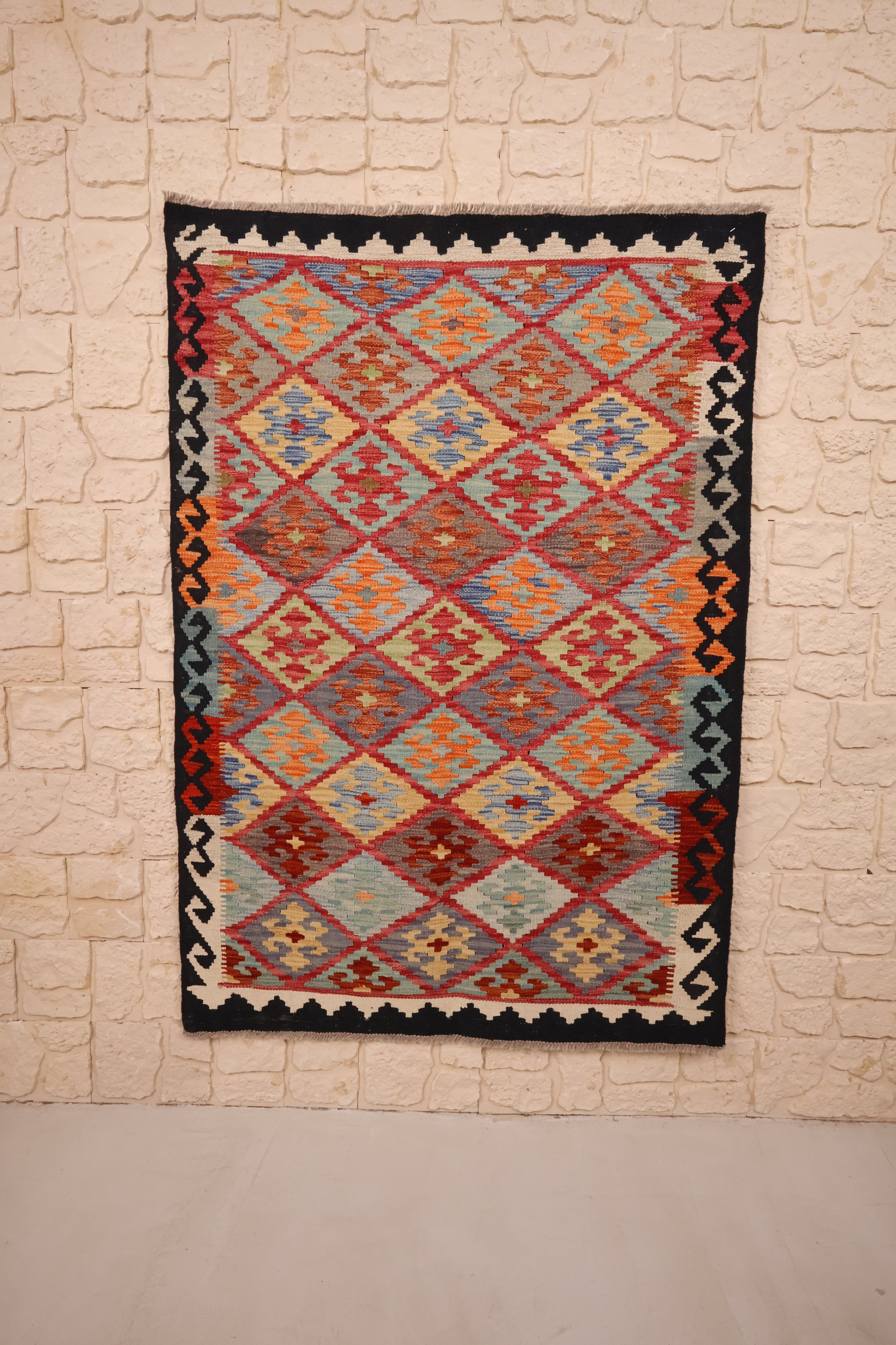 Tapis Kilim fait main - Afghan - 150x106 - Laine