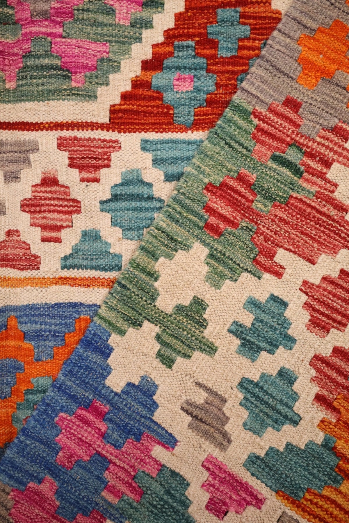 Tapis kilim fait main - Afghan - 236x177cm - Laine - Baba Rug