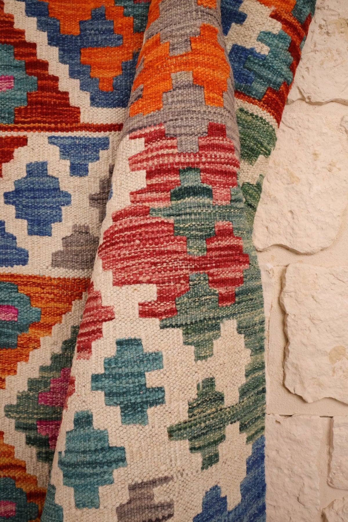 Tapis kilim fait main - Afghan - 236x177cm - Laine - Baba Rug