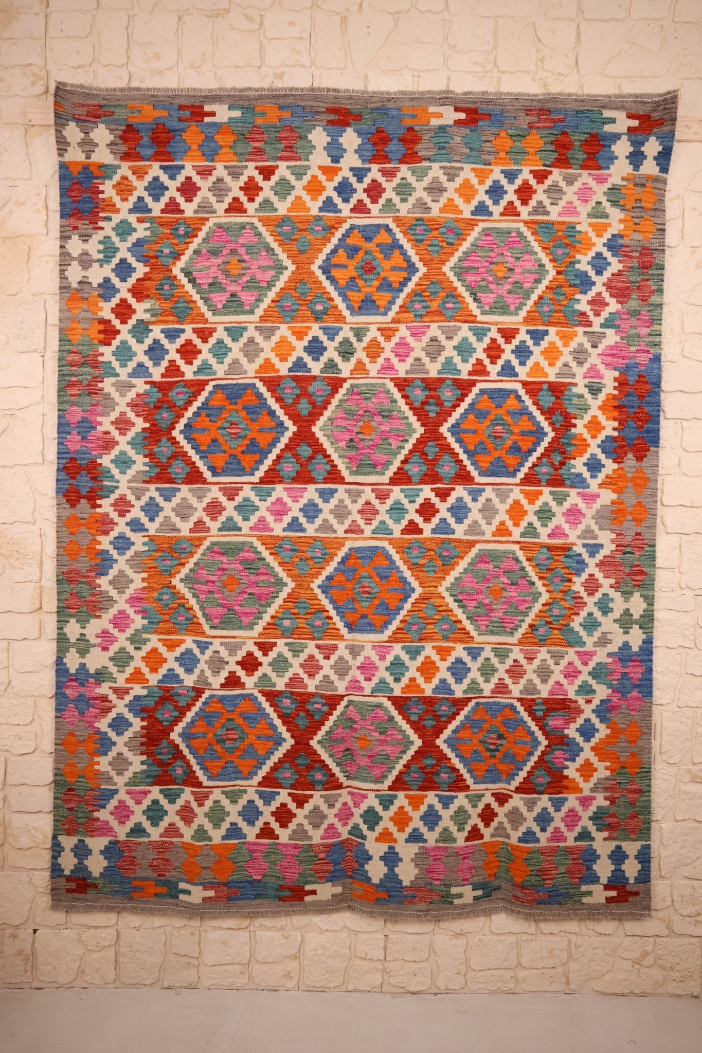 Tapis kilim fait main - Afghan - 236x177cm - Laine - Baba Rug