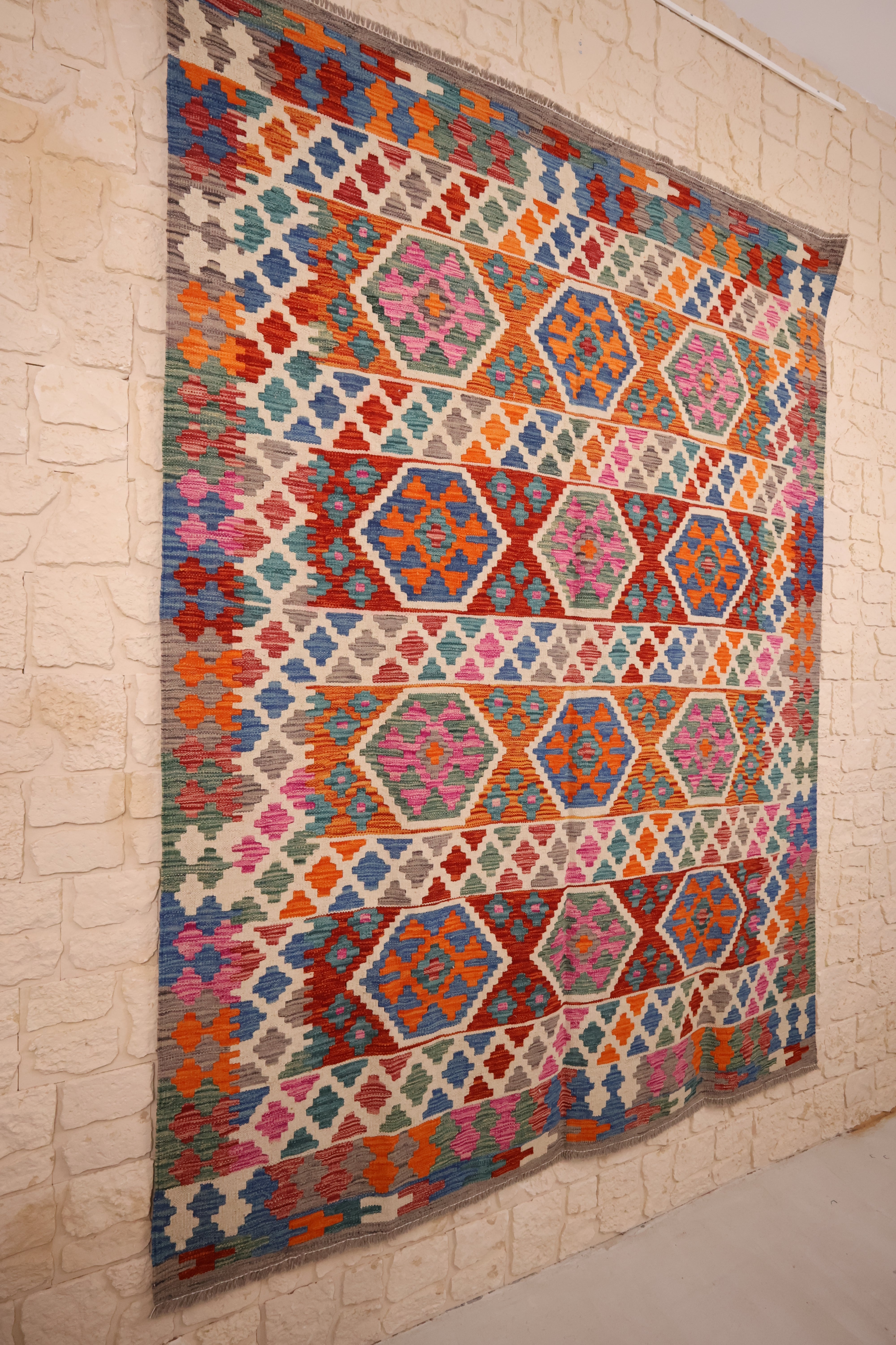 Tapis kilim fait main - Afghan - 236x177cm - Laine