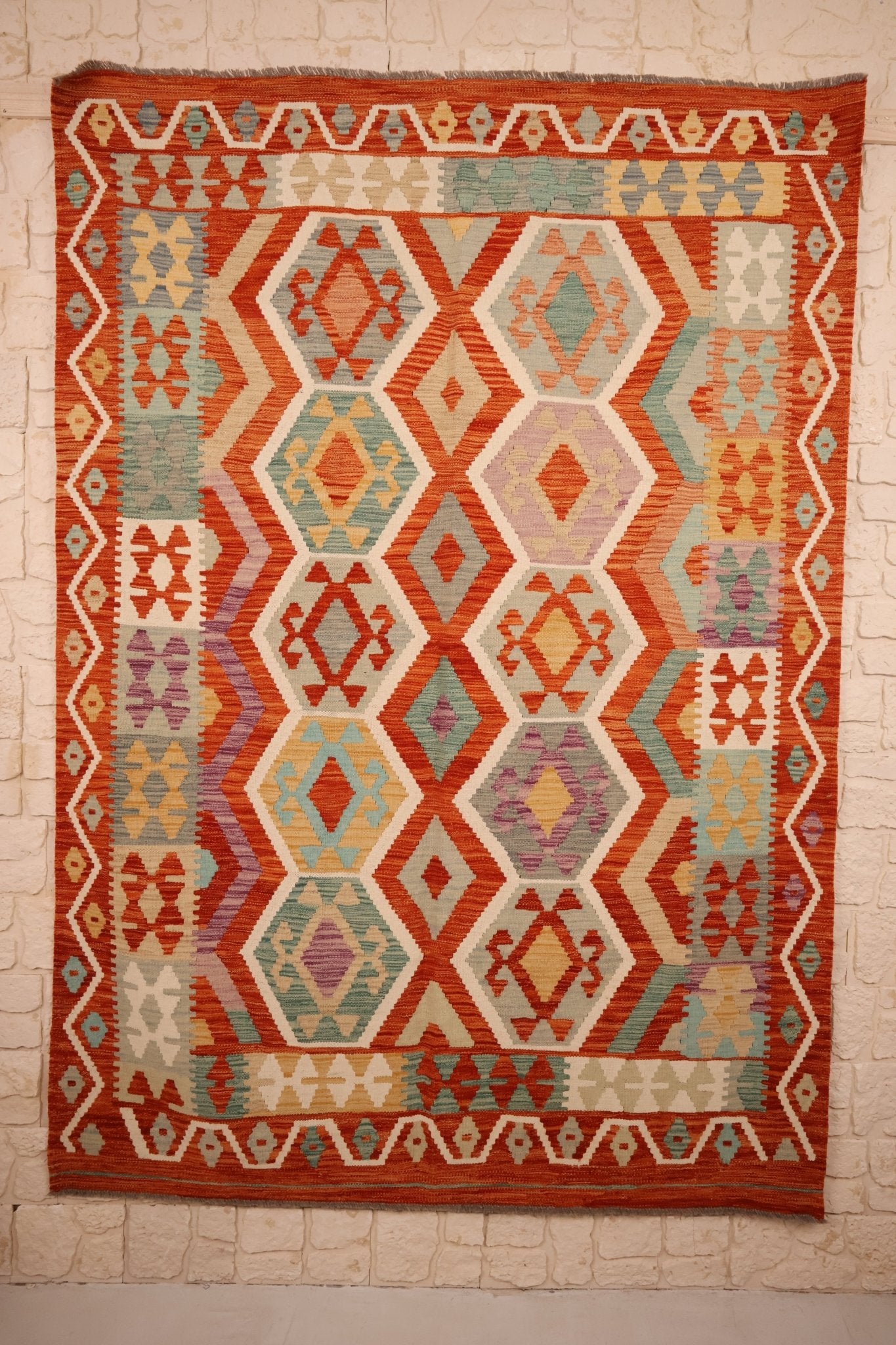 Tapis kilim fait main - afghan - 240x170cm - Laine - Baba Rug