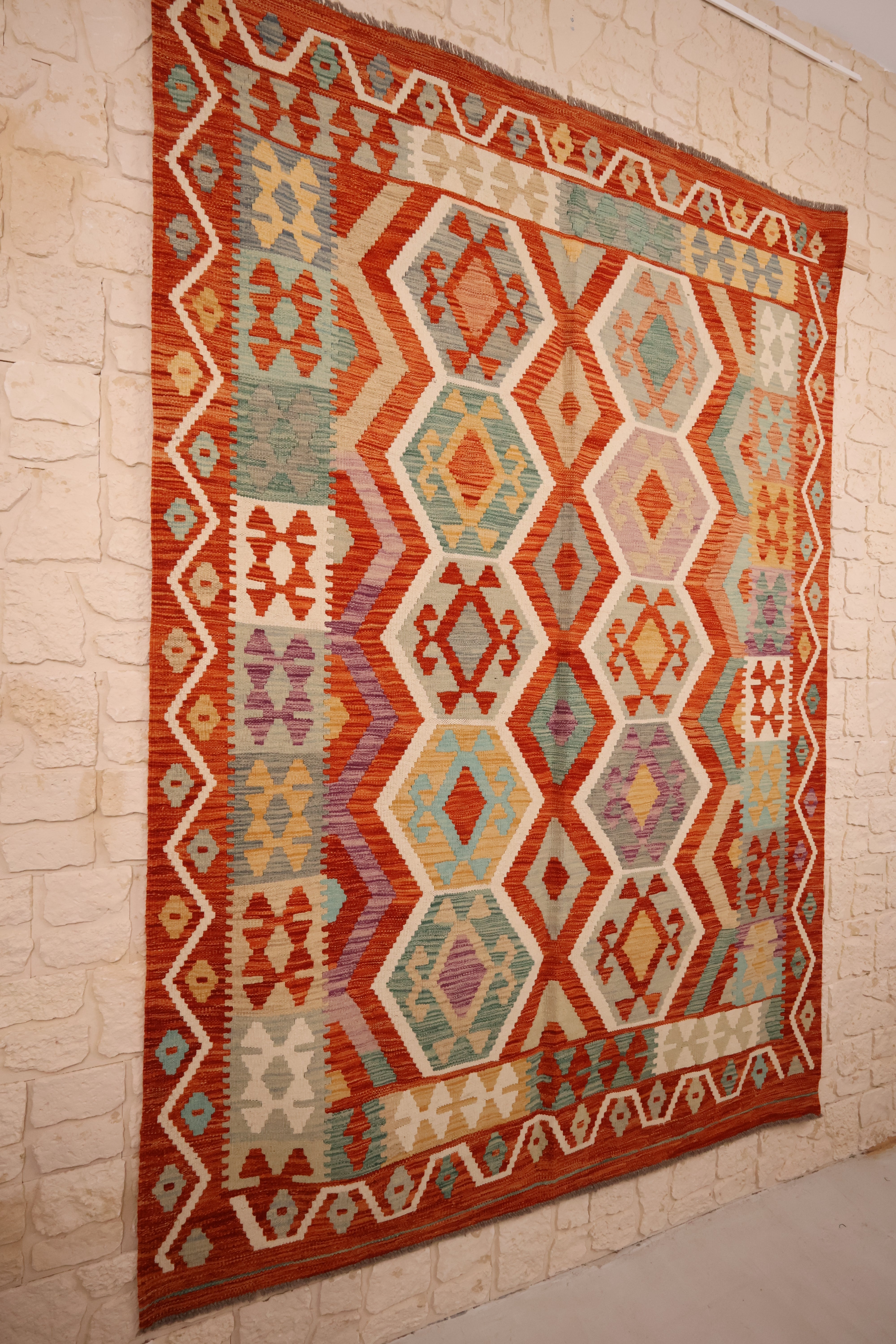 Tapis kilim fait main - afghan - 240x170cm - Laine