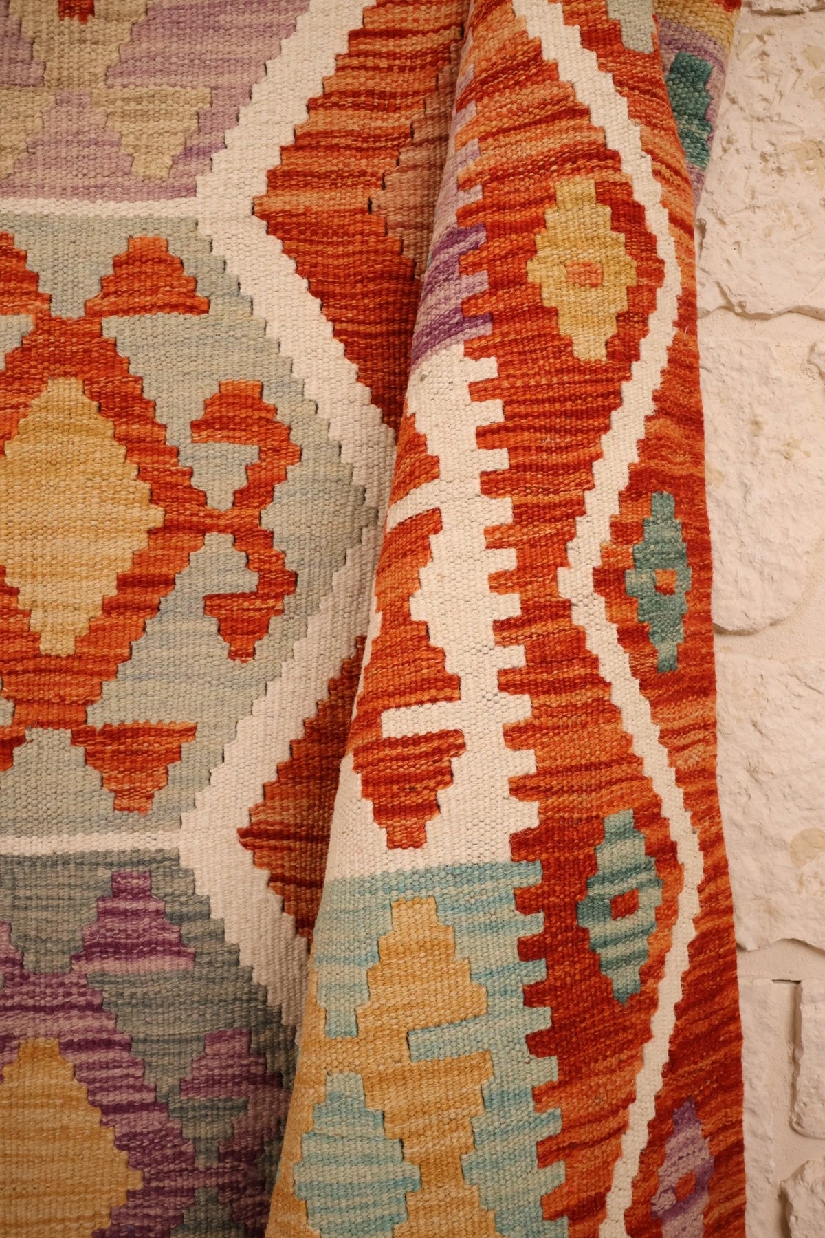 Tapis kilim fait main - afghan - 240x170cm - Laine - Baba Rug