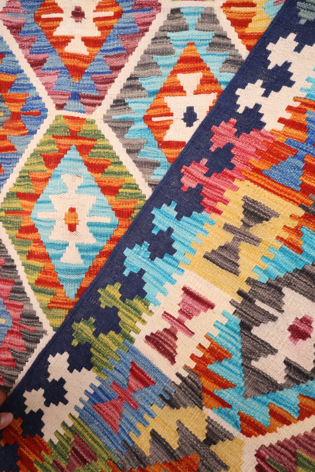 Tapis Kilim fait main - Afghan - 240x176cm - Laine - Baba Rug