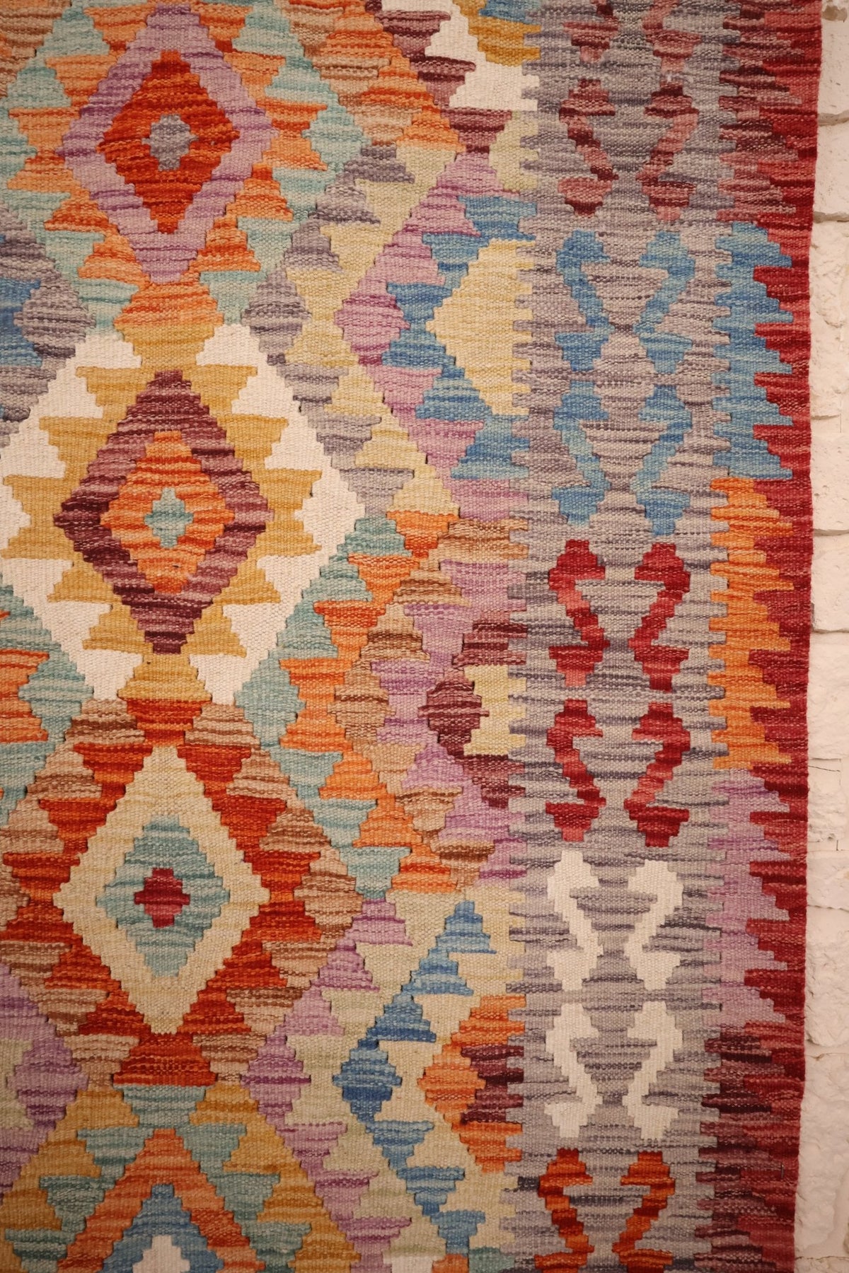 Tapis kilim fait main - Afghan - 246x177cm - Laine - Baba Rug