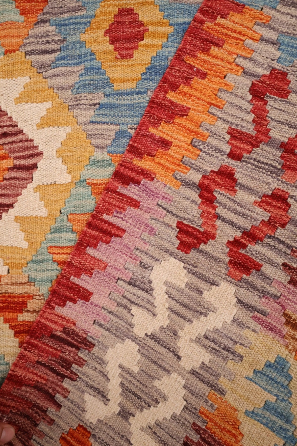 Tapis kilim fait main - Afghan - 246x177cm - Laine - Baba Rug