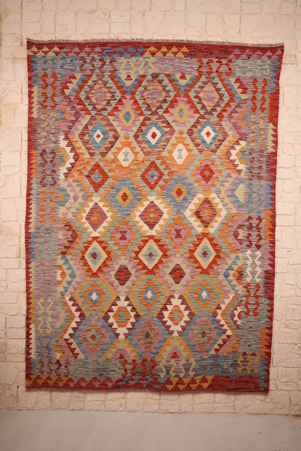 Tapis kilim fait main - Afghan - 246x177cm - Laine