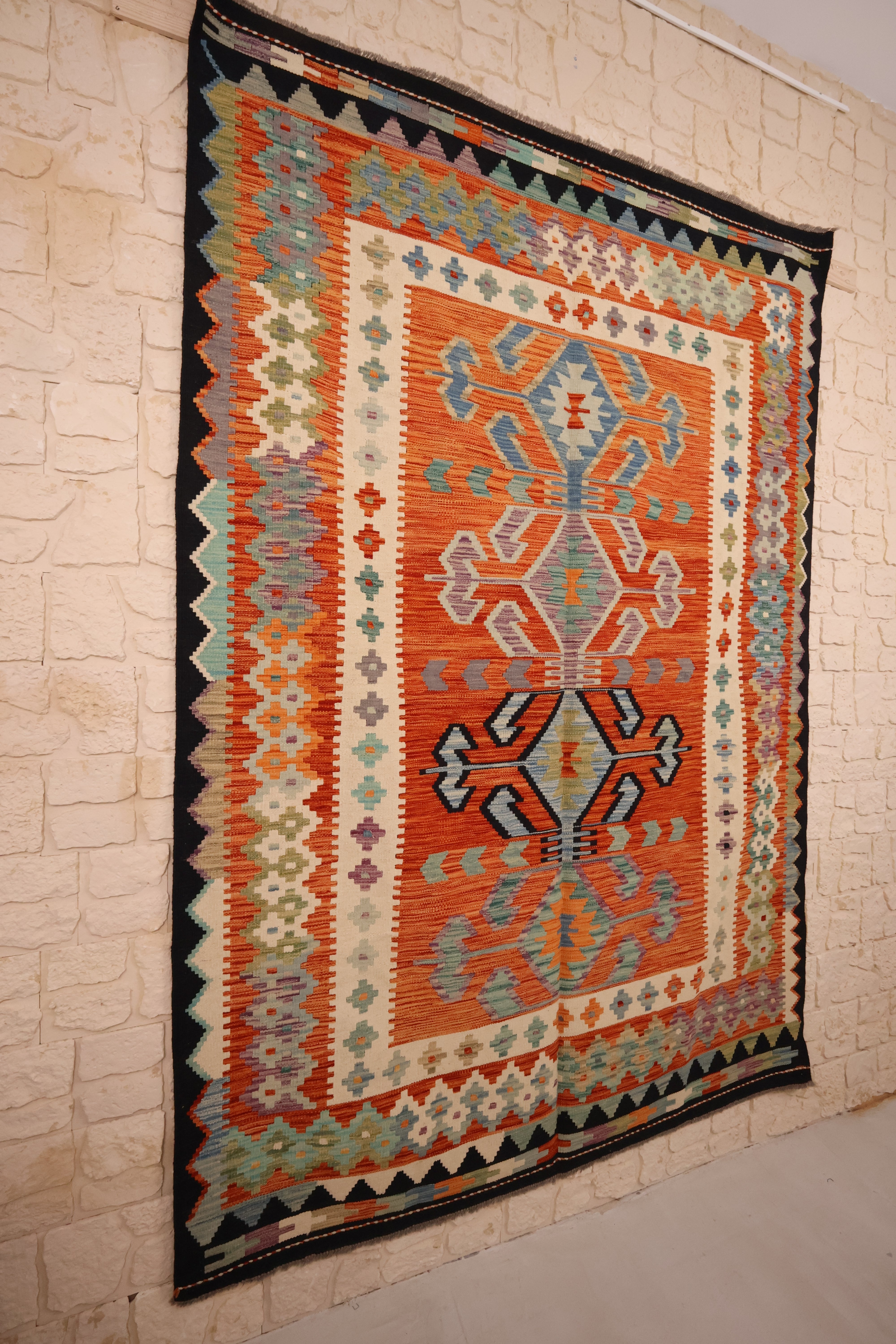 Tapis kilim fait main - Afghan - 246x170cm - Laine