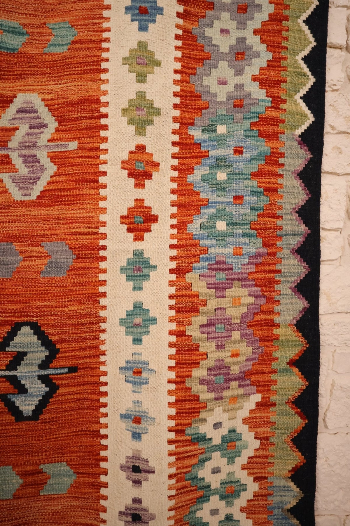 Tapis kilim fait main - Afghan - 246x170cm - Laine - Baba Rug