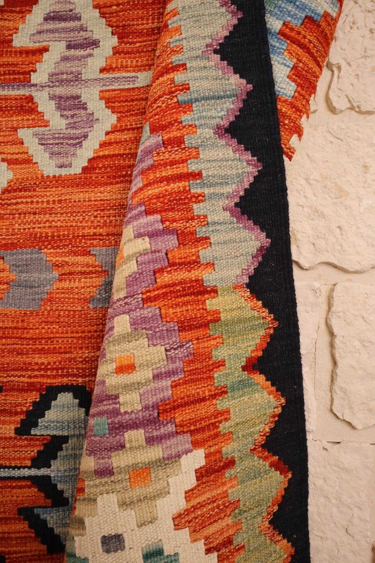 Tapis kilim fait main - Afghan - 246x170cm - Laine - Baba Rug