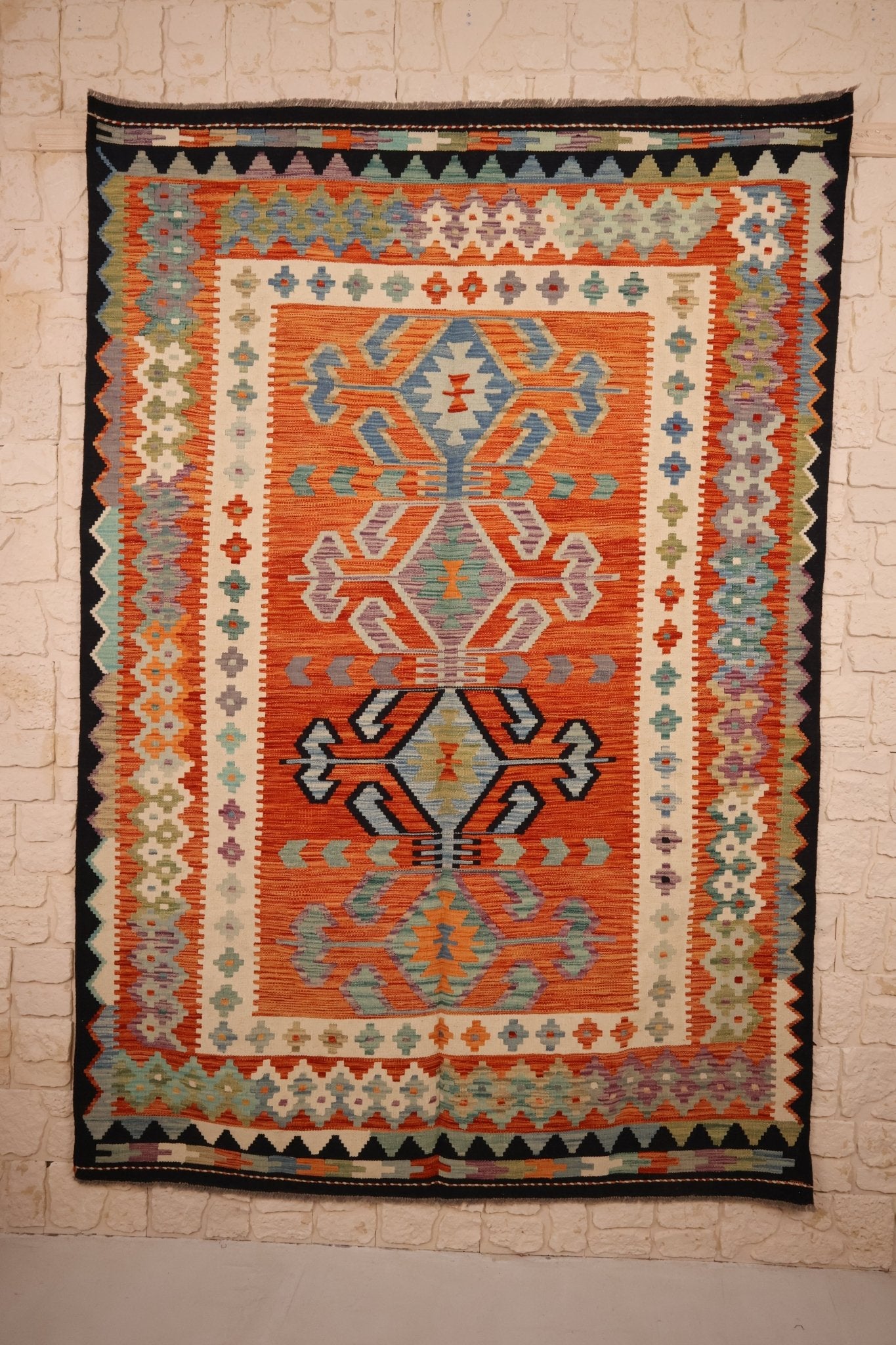 Tapis kilim fait main - Afghan - 246x170cm - Laine - Baba Rug