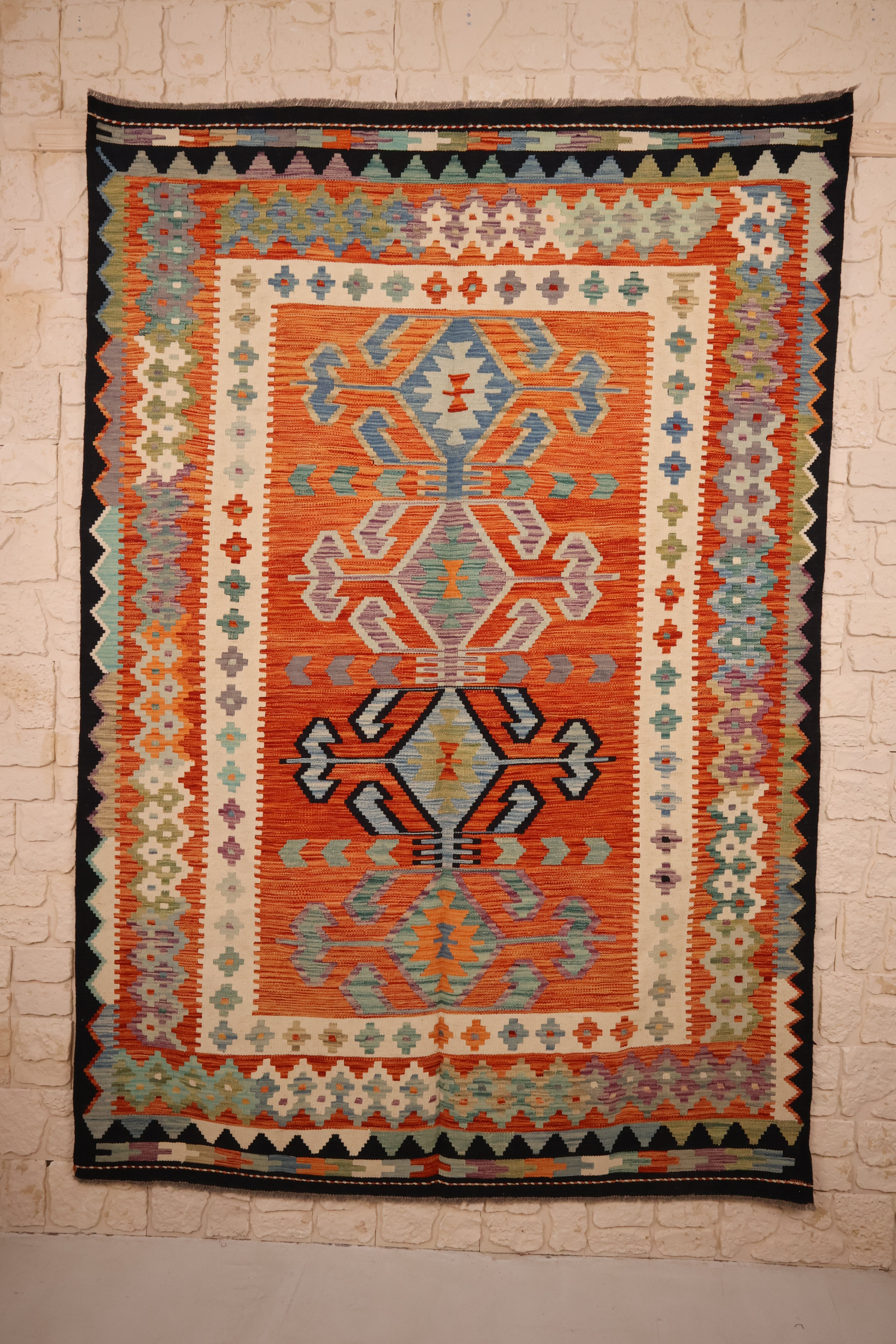 Tapis kilim fait main - Afghan - 246x170cm - Laine