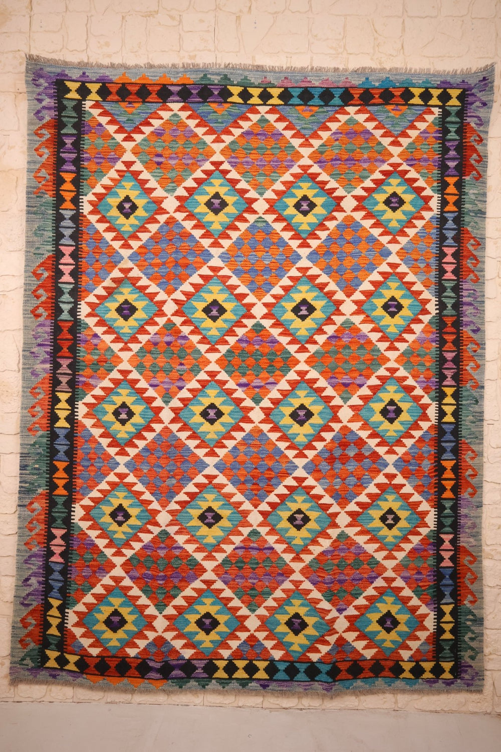 Tapis kilim fait main - Afghan - 251x190cm - Laine