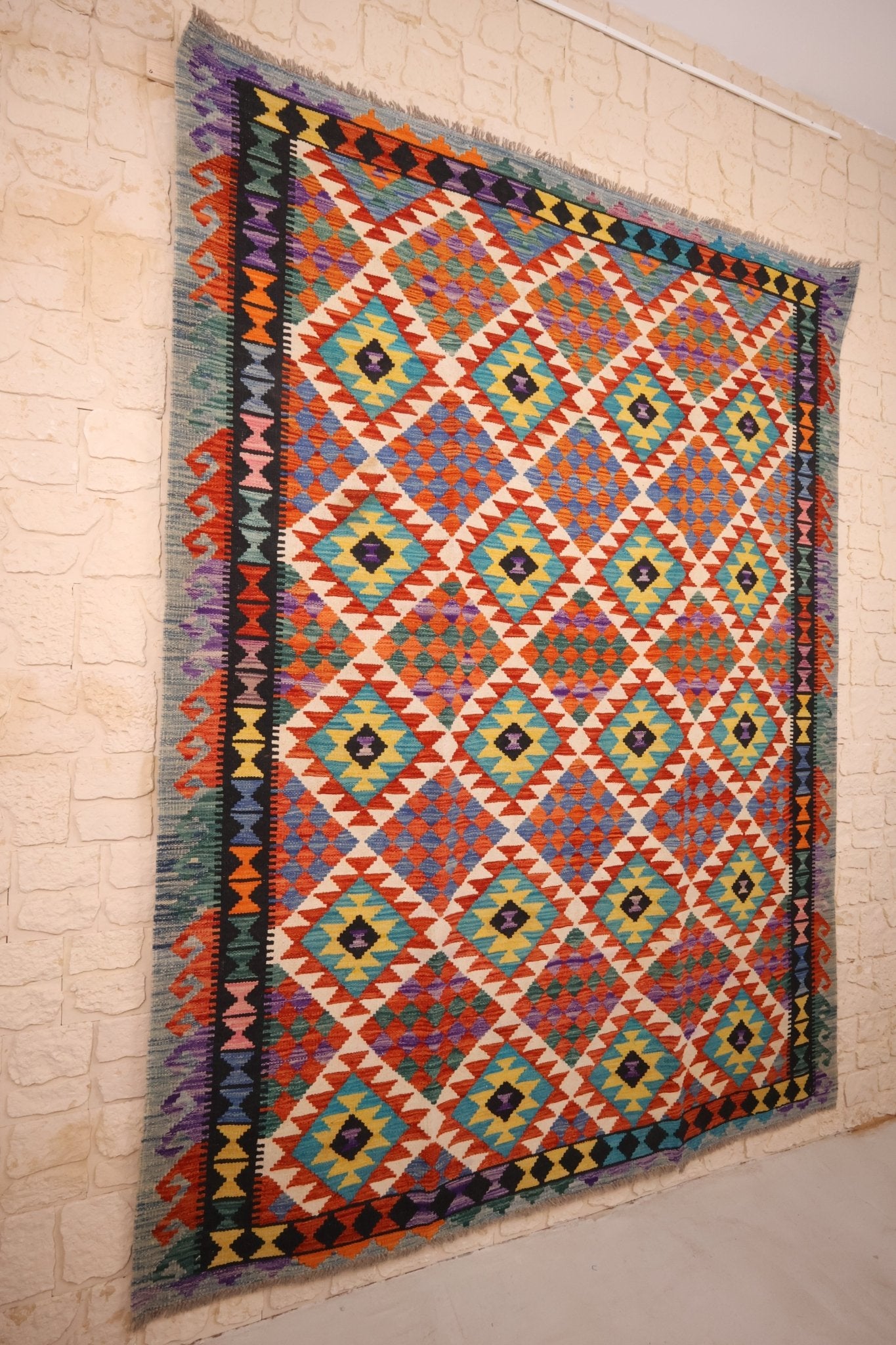 Tapis kilim fait main - Afghan - 251x190cm - Laine - Baba Rug