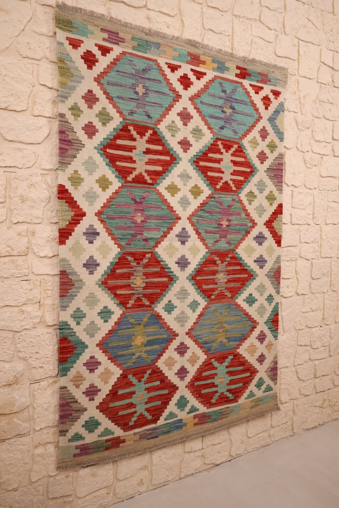 Tapis kilim fait main - Afghan - 145x97cm - Laine - Baba Rug