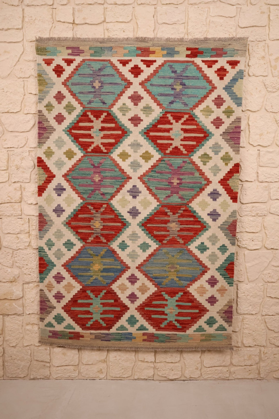 Tapis kilim fait main - Afghan - 145x97cm - Laine