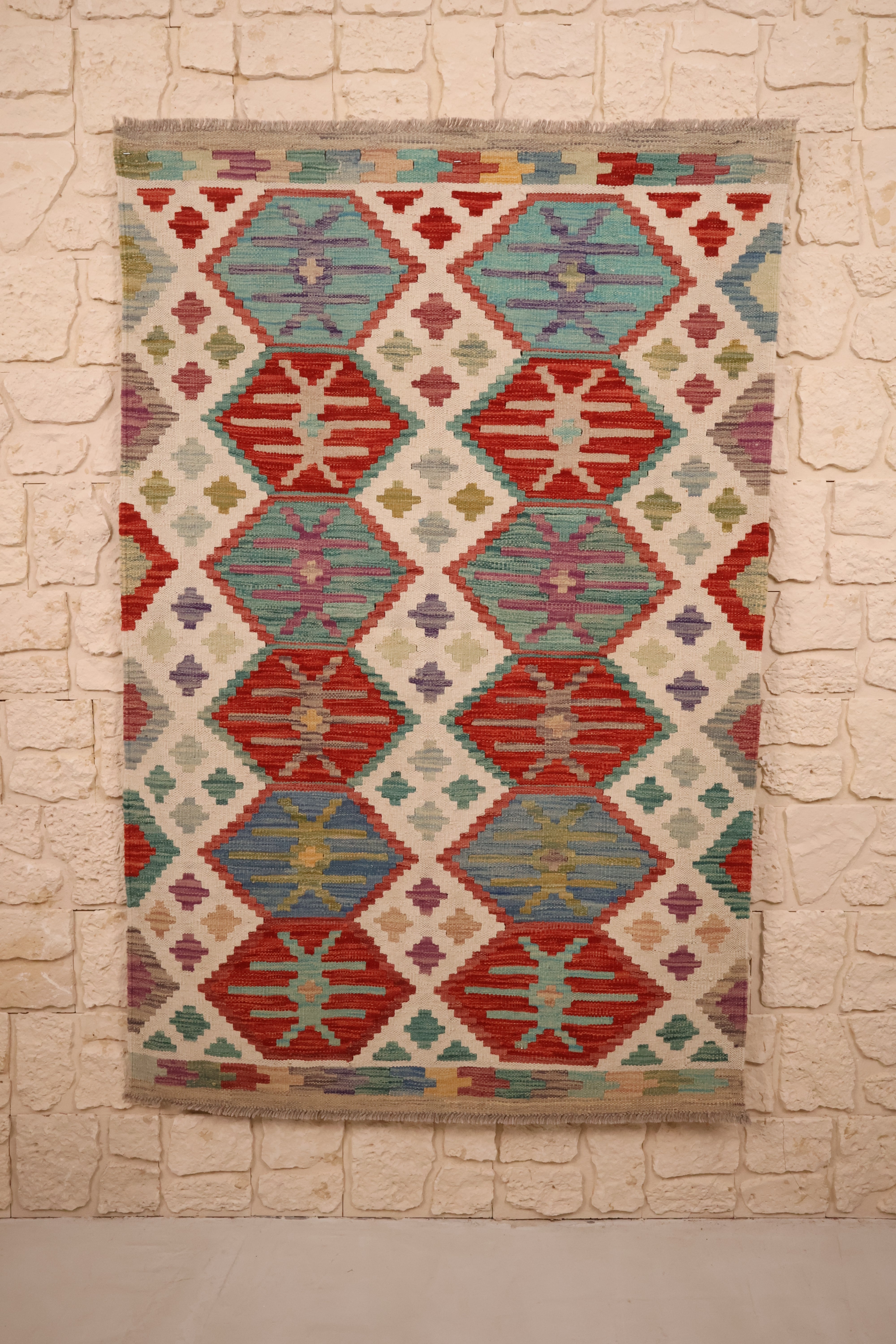 Tapis kilim fait main - Afghan - 145x97cm - Laine