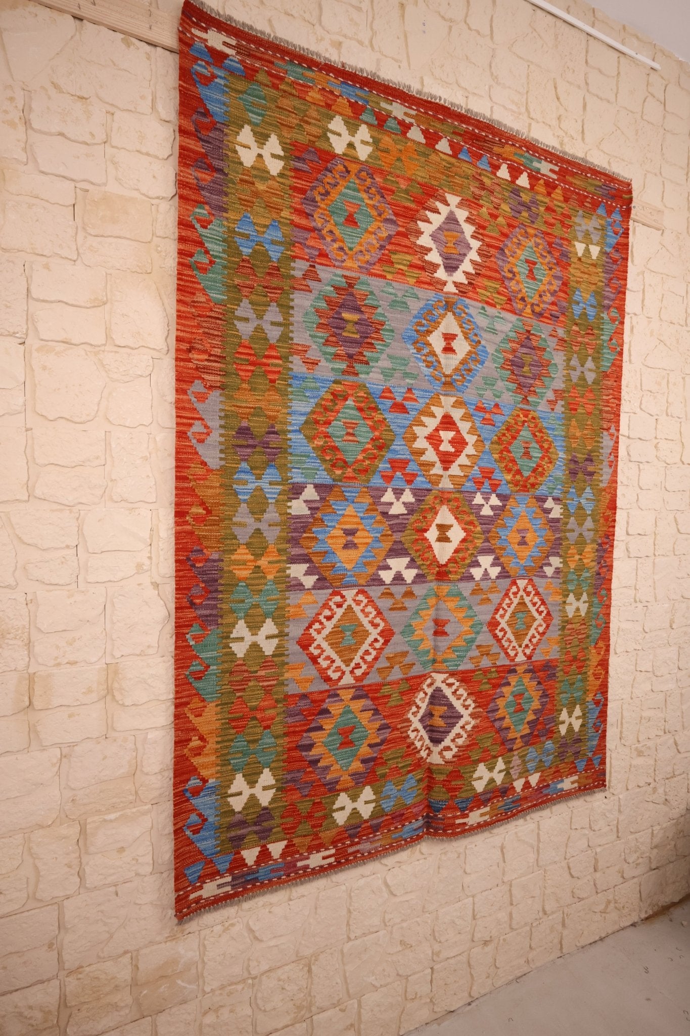 Tapis kilim fait main - Afghan - 202x142cm - Laine - Baba Rug