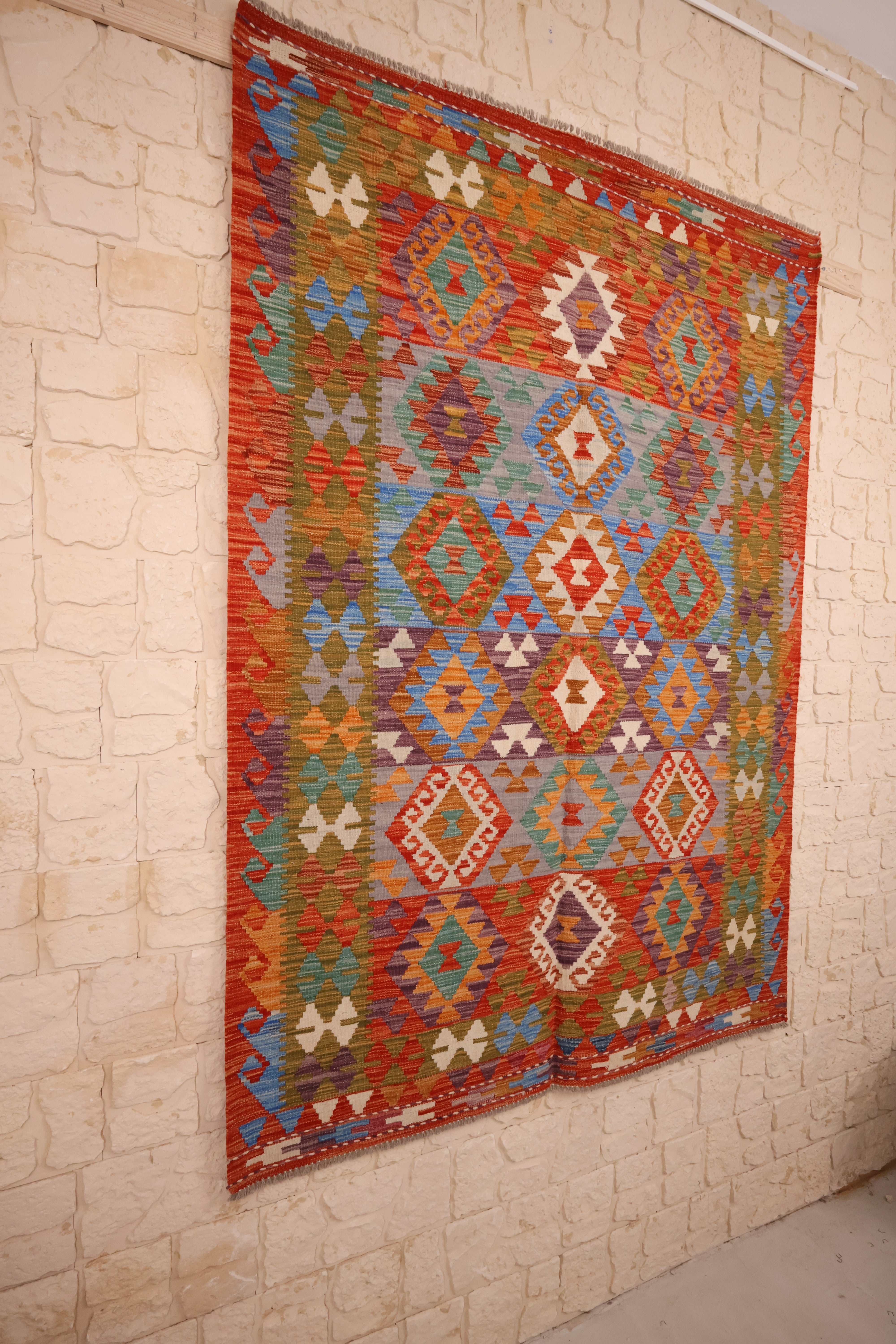 Tapis kilim fait main - Afghan - 202x142cm - Laine