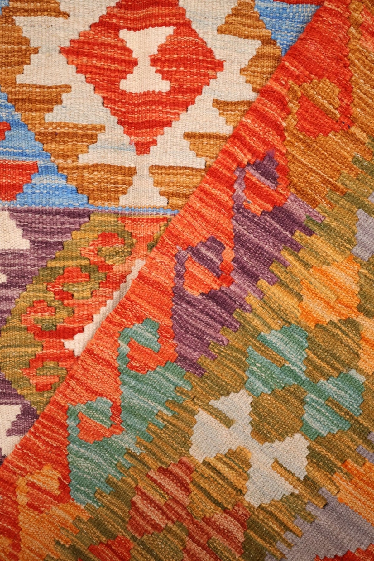 Tapis kilim fait main - Afghan - 202x142cm - Laine - Baba Rug