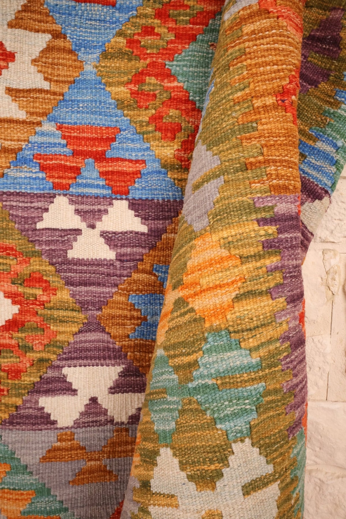 Tapis kilim fait main - Afghan - 202x142cm - Laine - Baba Rug