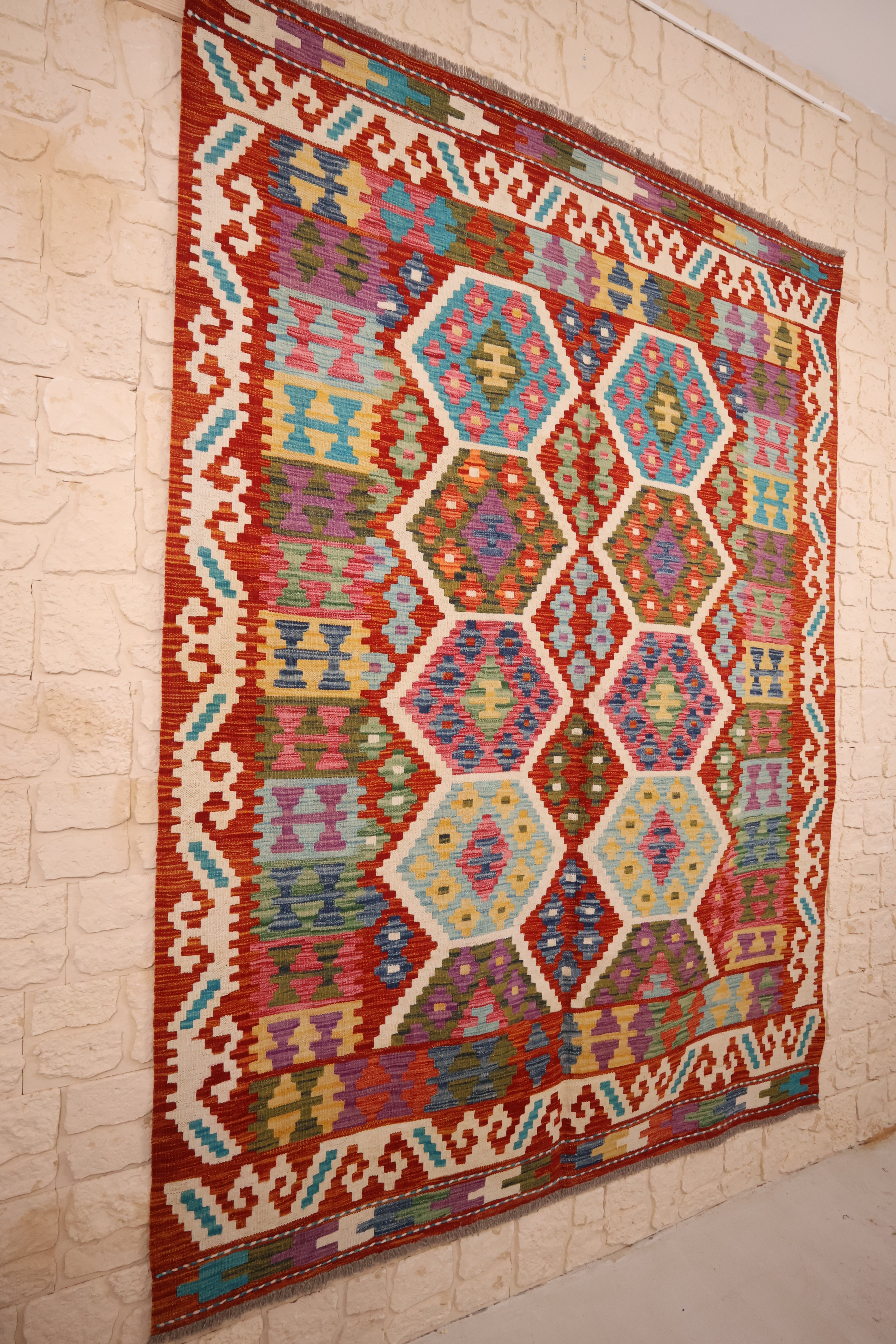 Tapis kilim fait main - Afghan - 239x172cm - Laine