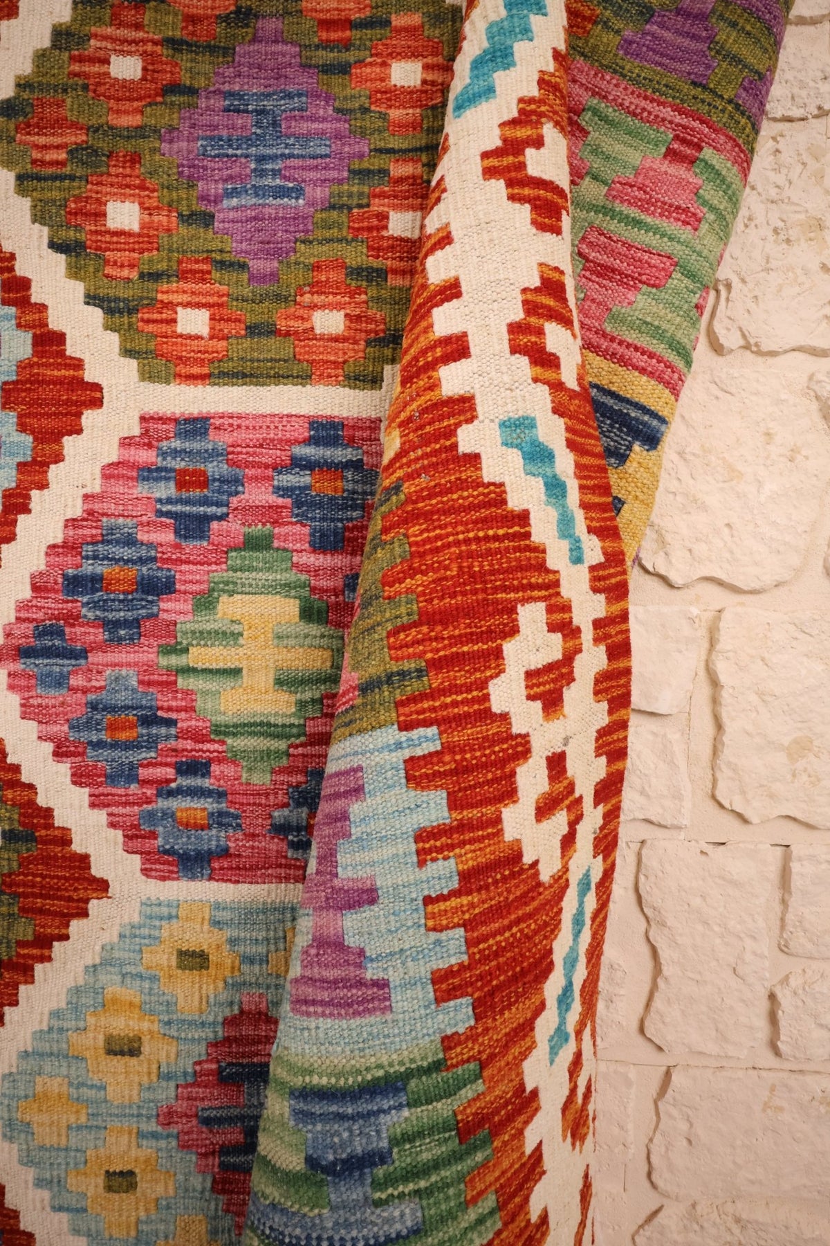 Tapis kilim fait main - Afghan - 239x172cm - Laine - Baba Rug