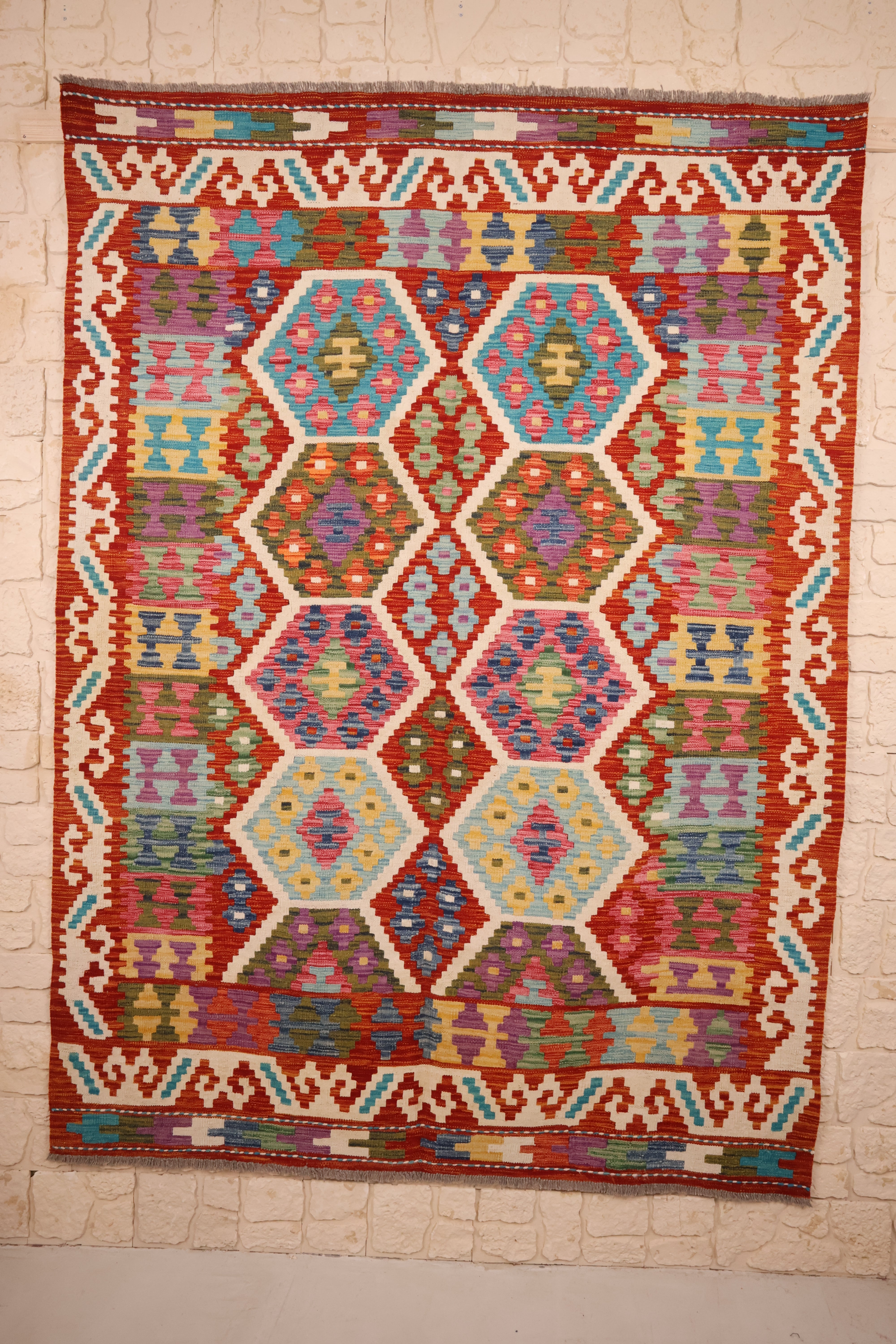 Tapis kilim fait main - Afghan - 239x172cm - Laine