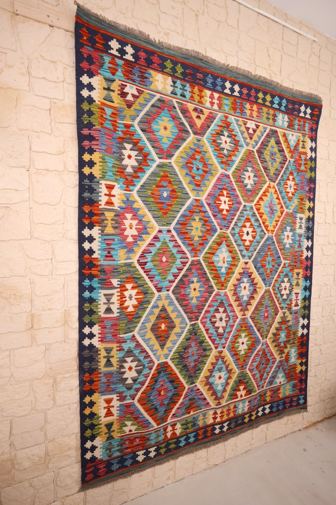 Tapis kilim fait main - Afghan - 240x176cm - Laine - Baba Rug