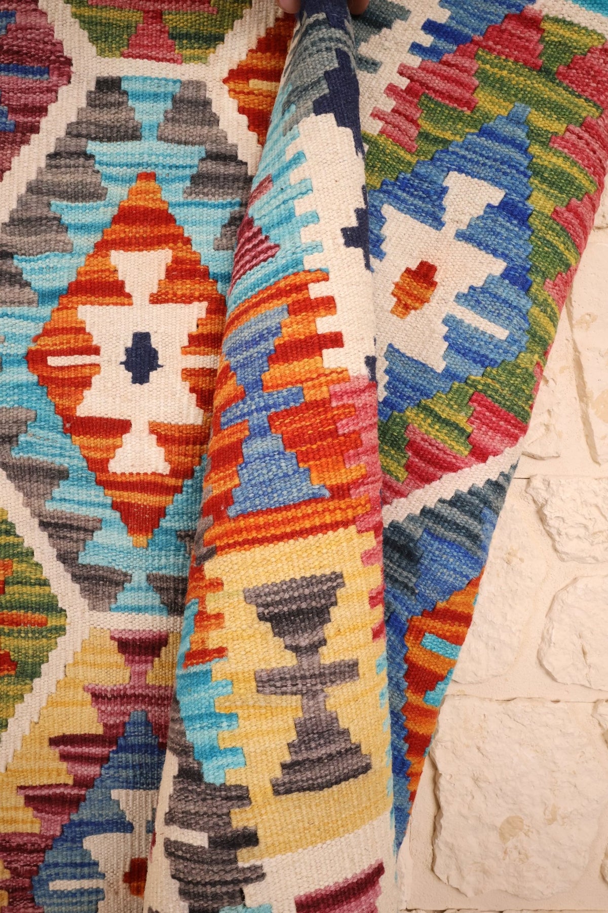 Tapis kilim fait main - Afghan - 240x176cm - Laine - Baba Rug