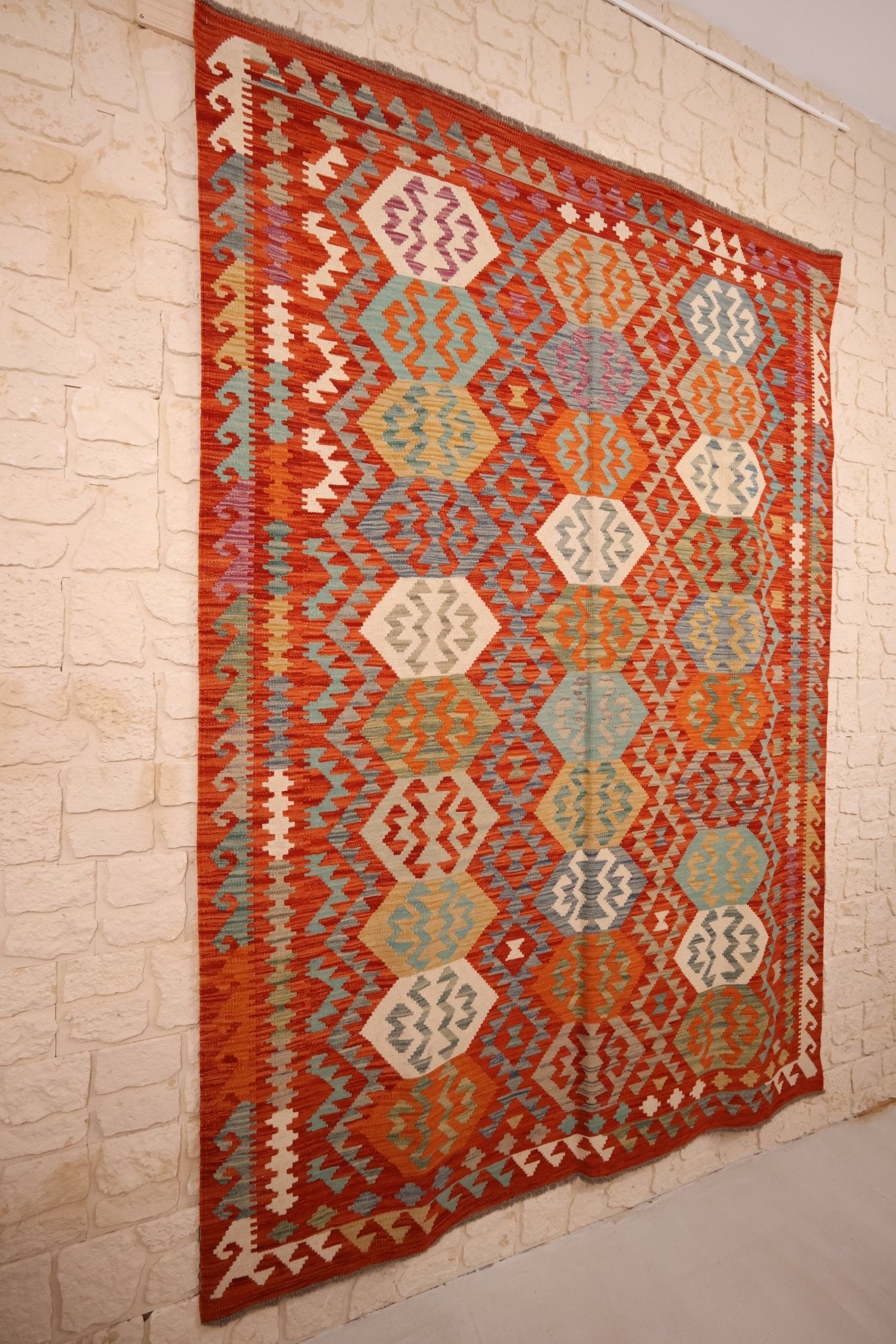 Tapis kilim fait main - Afghan - 244x177cm - Laine - Baba Rug