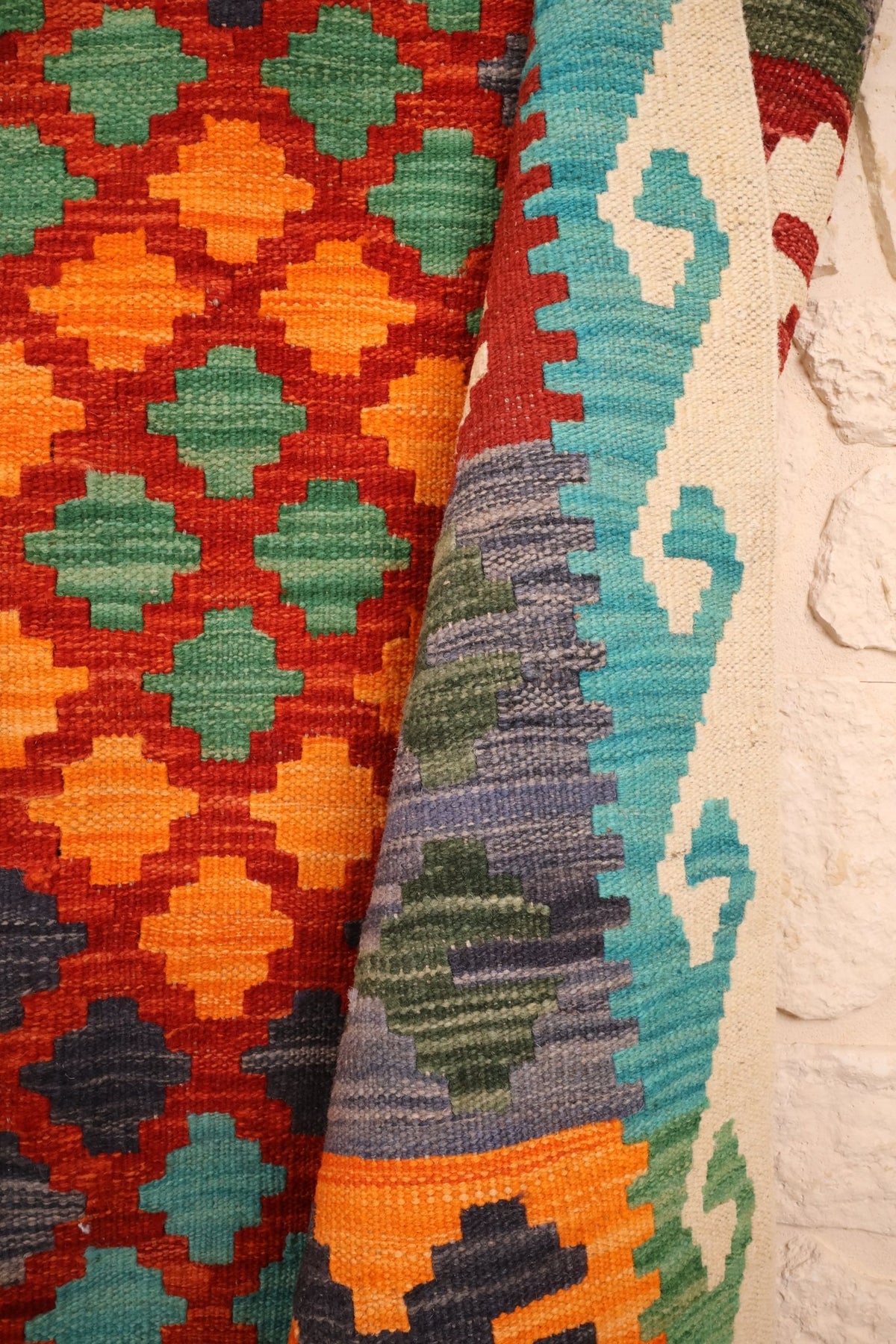 Tapis kilim fait main - Afghan - 247x180cm - Laine - Baba Rug