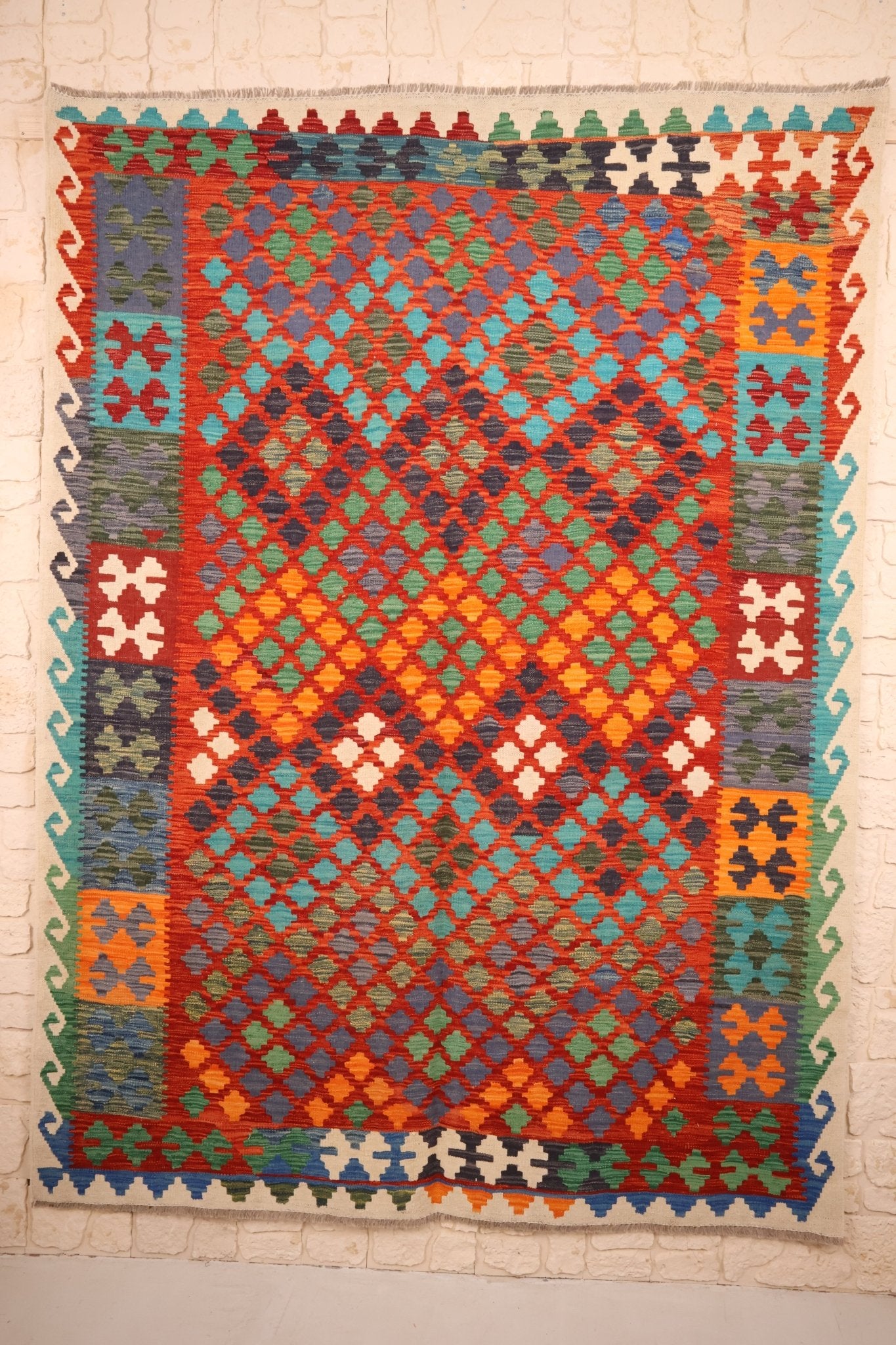 Tapis kilim fait main - Afghan - 247x180cm - Laine - Baba Rug