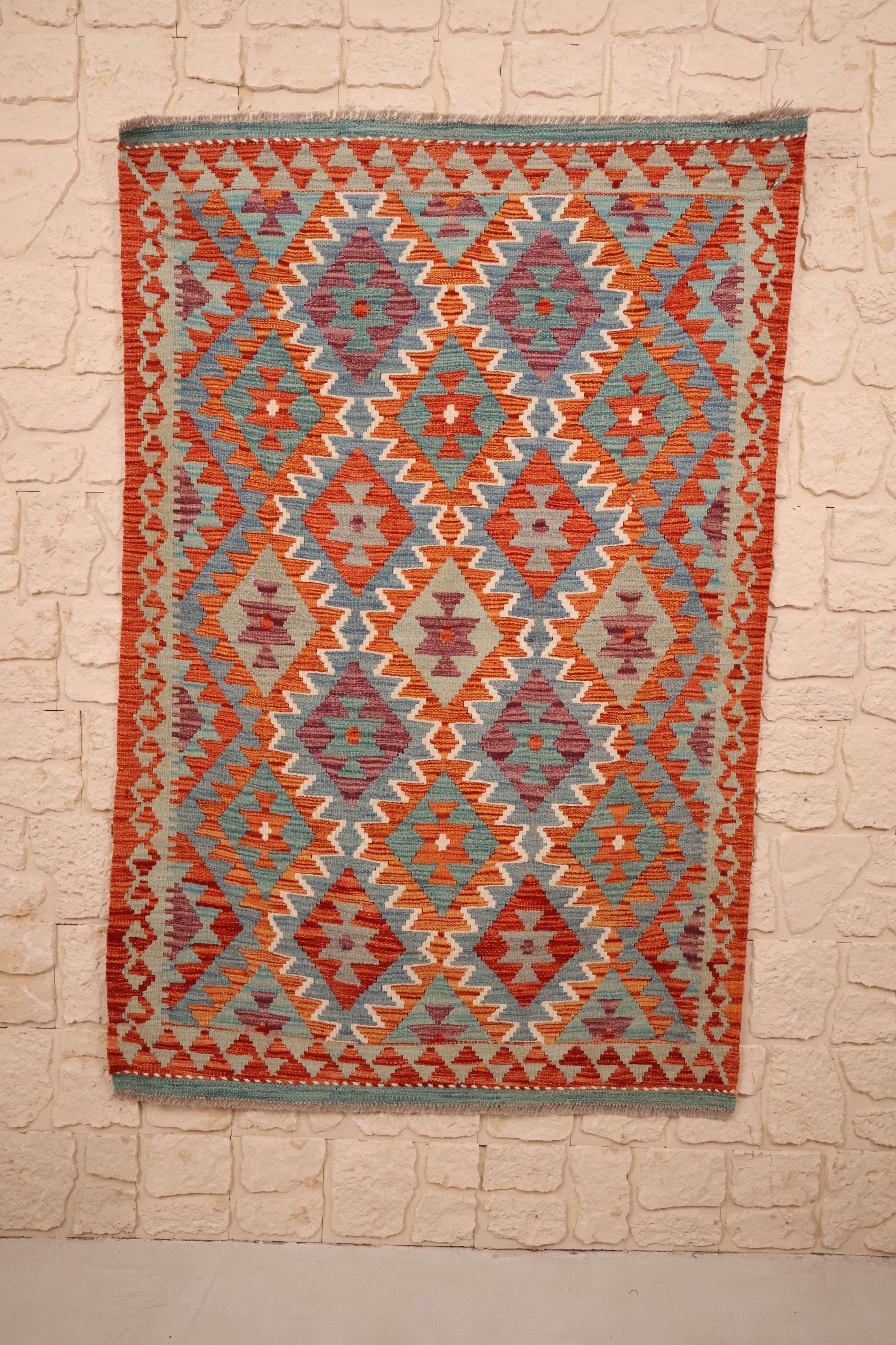 Tapis kilim fait main - afghan - 147x98cm - Laine