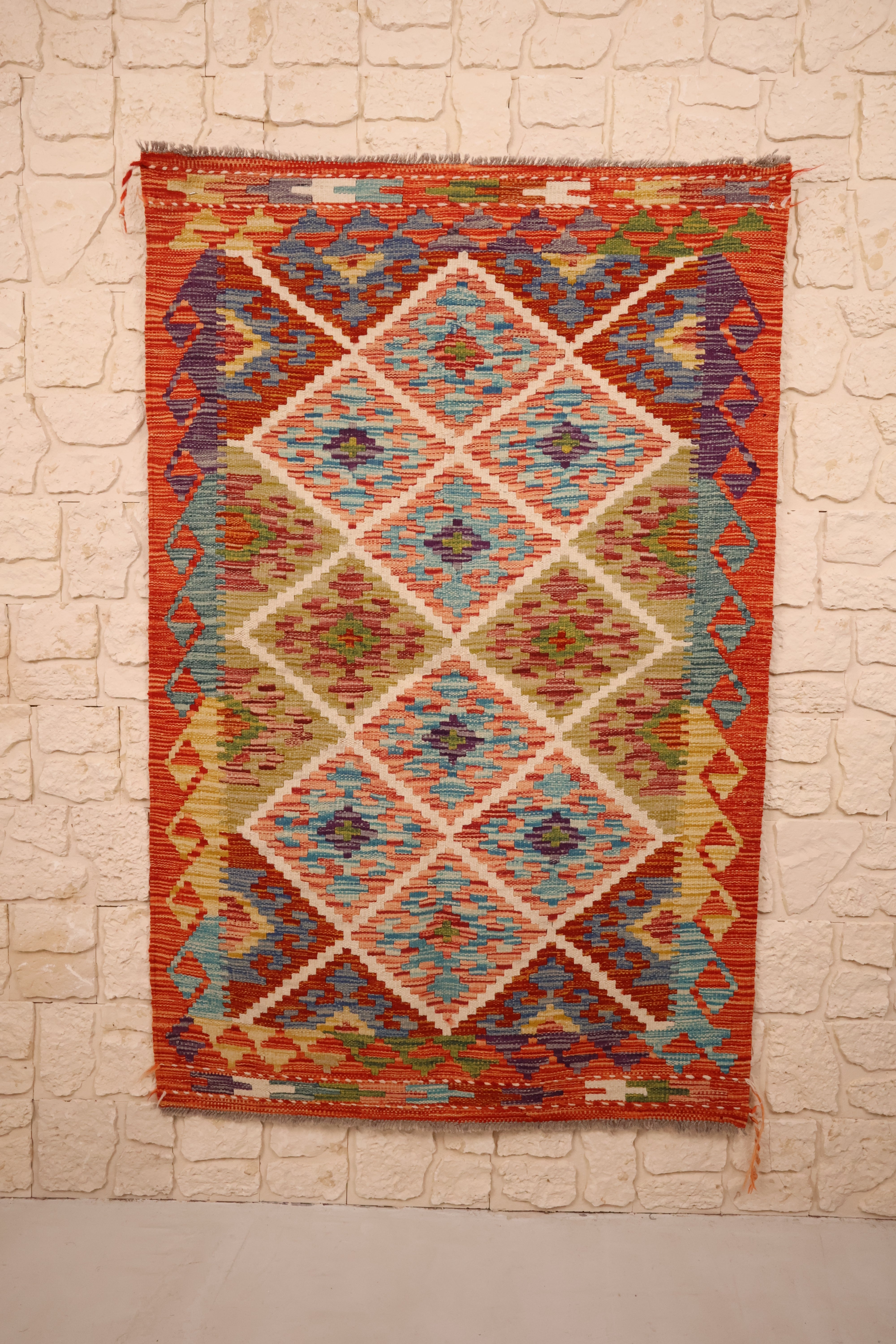 Tapis kilim fait main - Afghan - 154x101cm - Laine