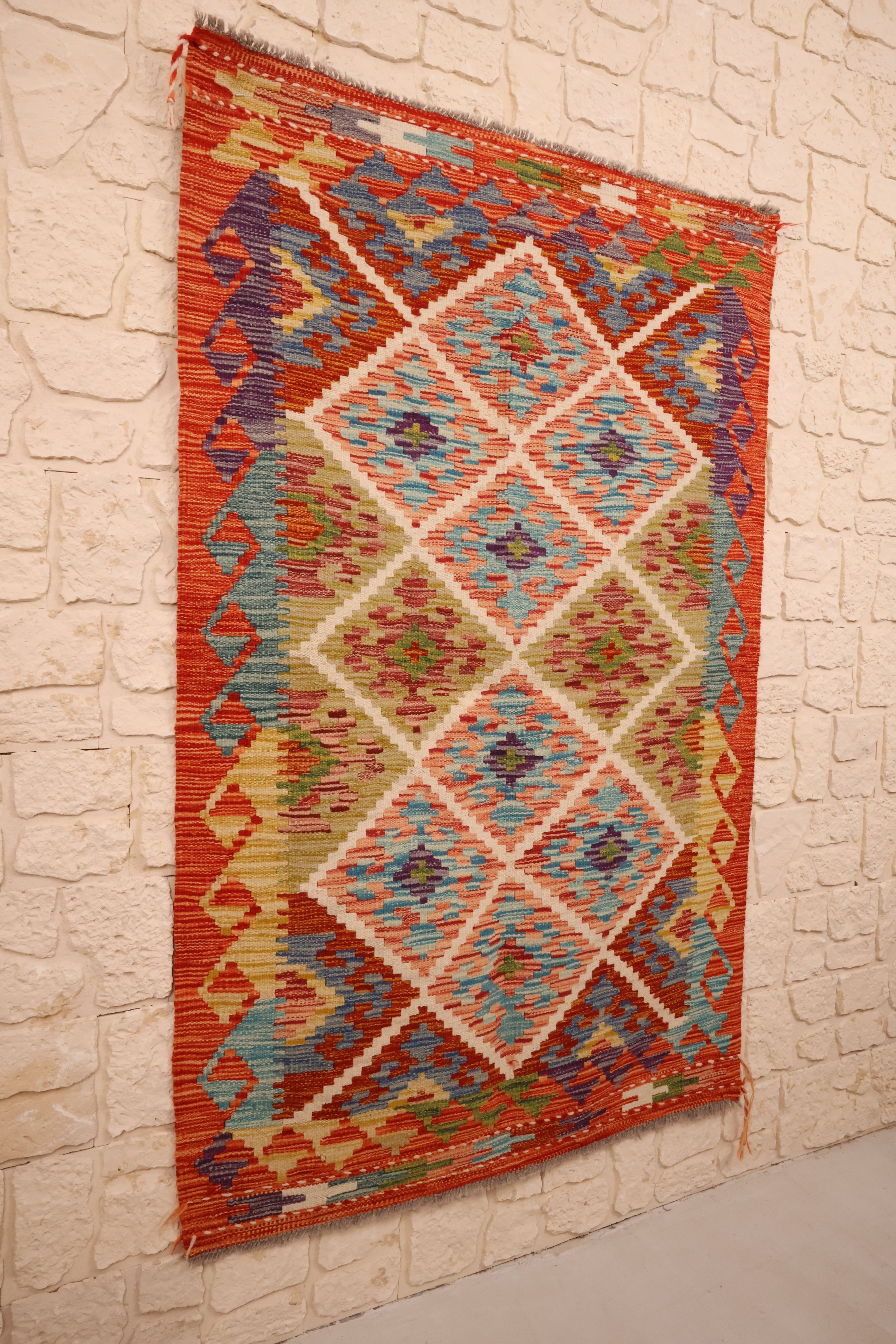 Tapis kilim fait main - Afghan - 154x101cm - Laine