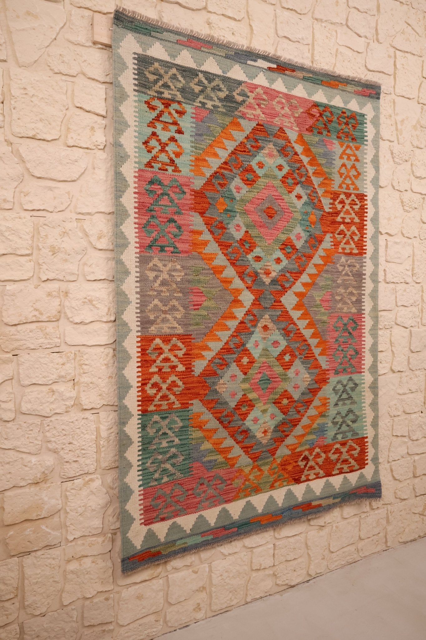 Tapis kilim fait main - Afghan - 157x100cm - Laine - Baba Rug