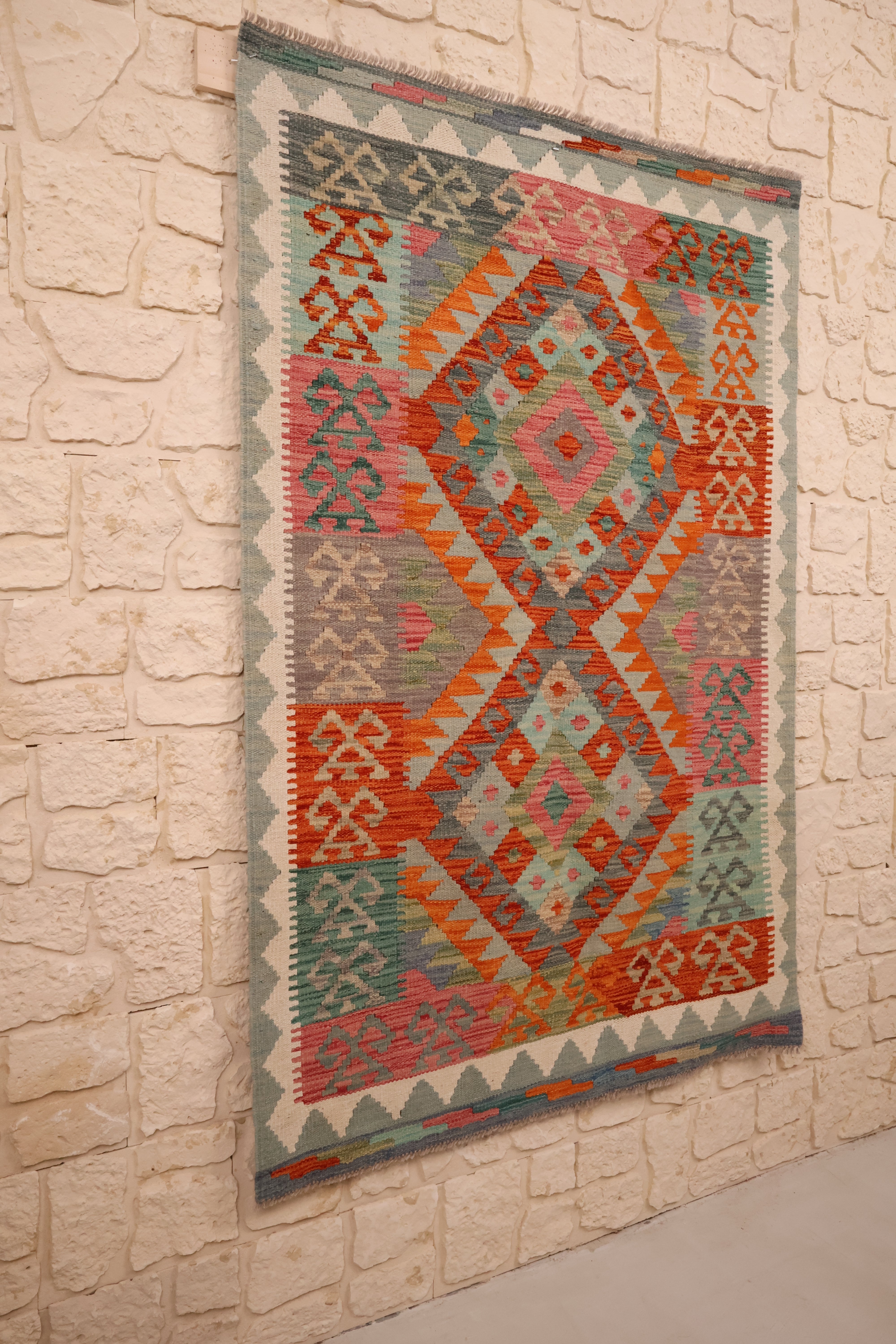 Tapis kilim fait main - Afghan - 157x100cm - Laine