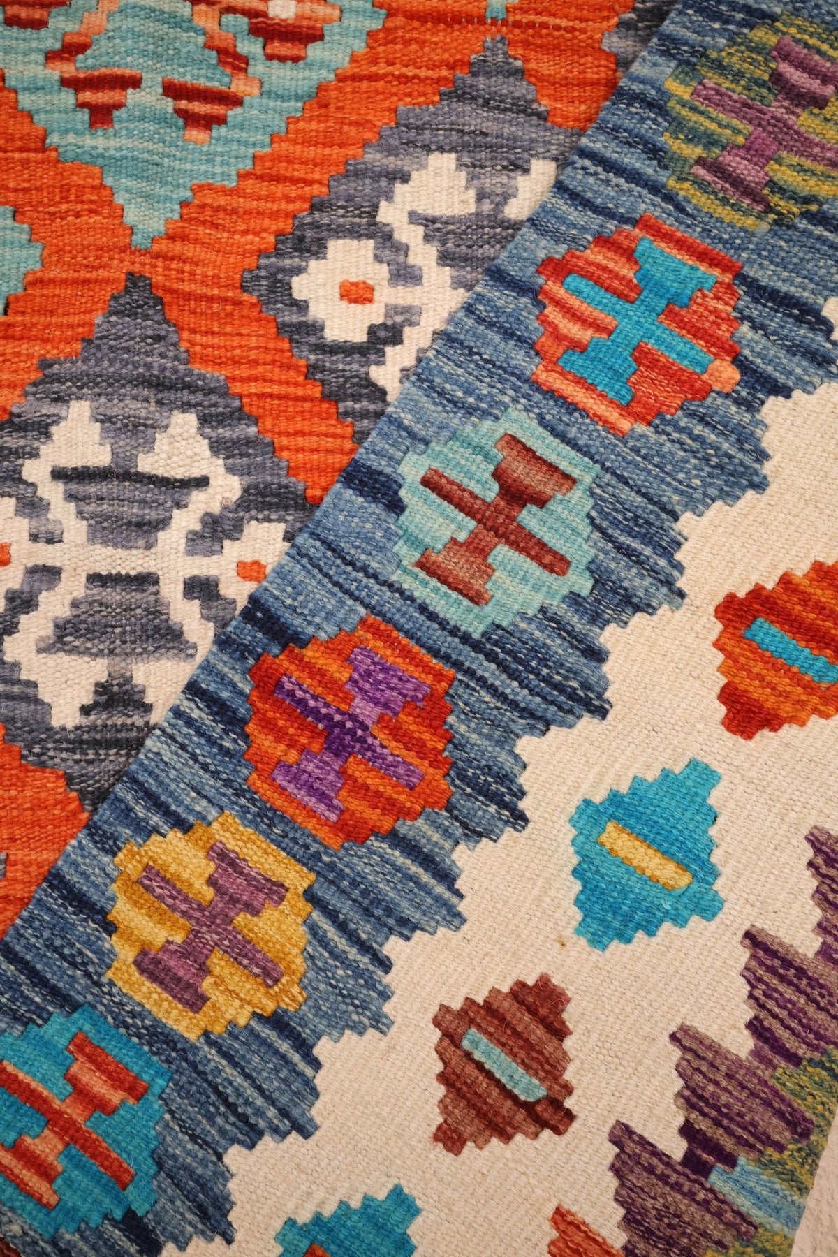 Tapis kilim fait main - Afghan - 190x130cm - Laine - Baba Rug